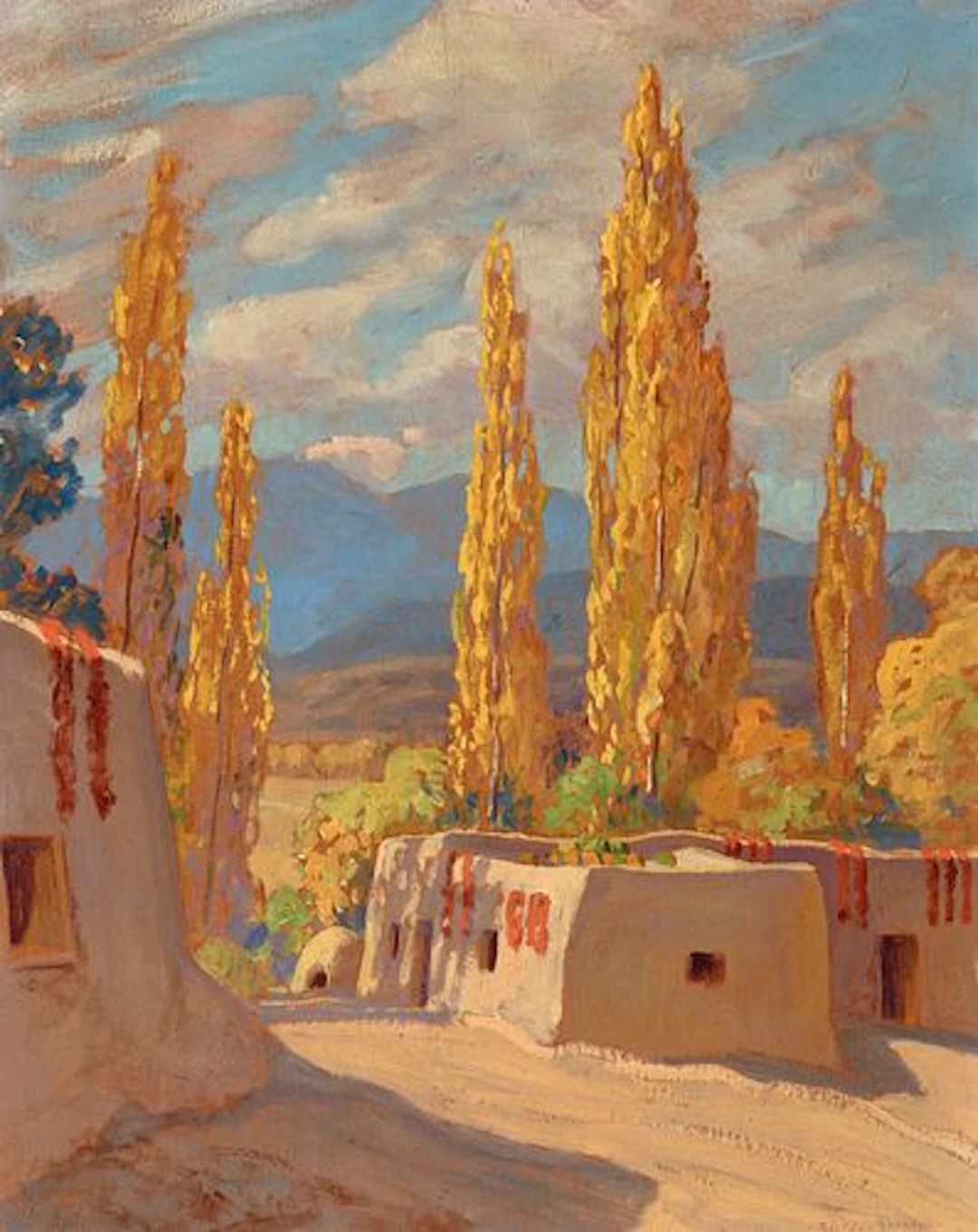 Sheldon Parsons (1866 – 1943) – Lombardy Poplars Near San Juan, Autumn