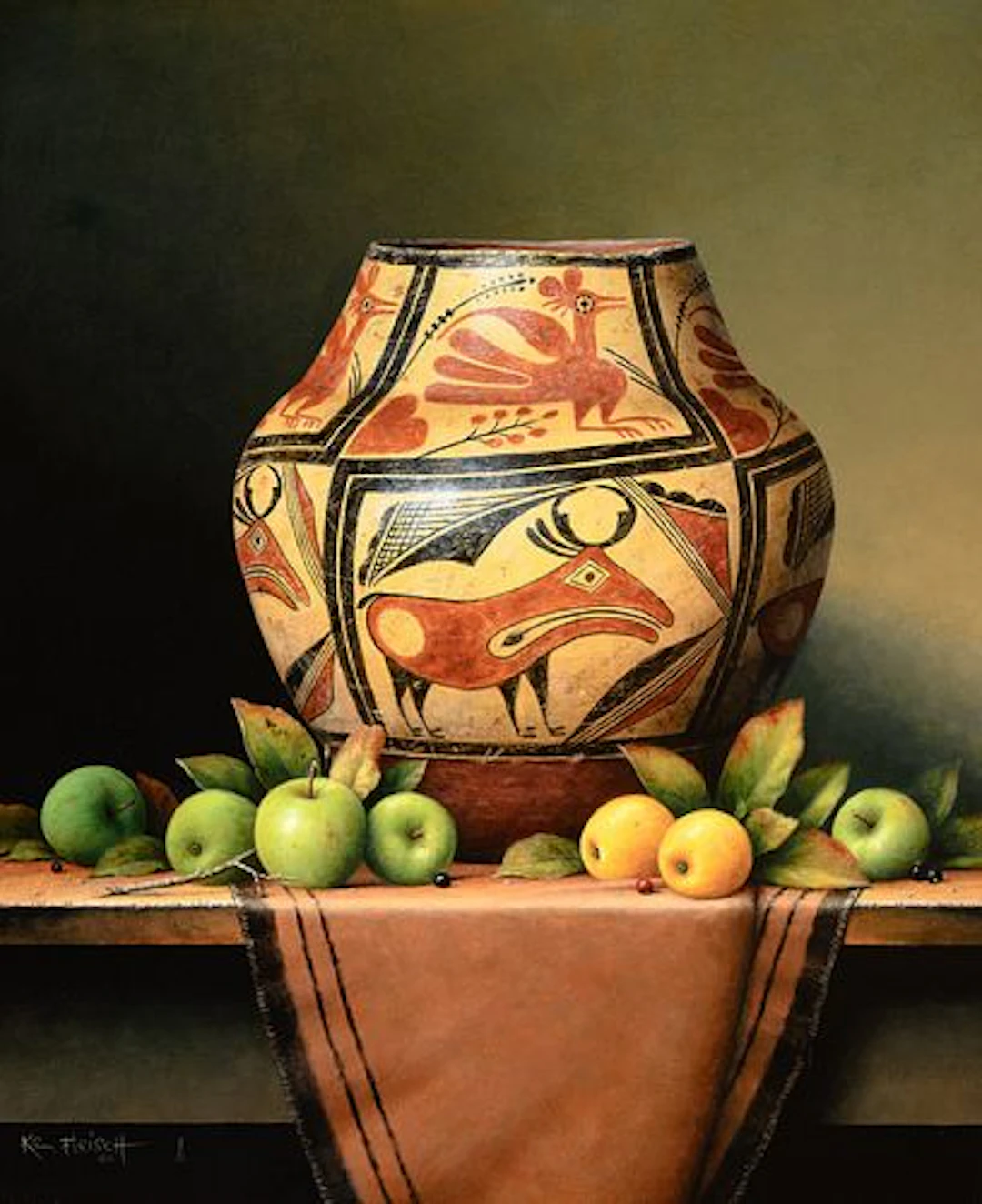 Ken Fleisch (1943 – 2008) – Zuni Jar and Apples (2003)