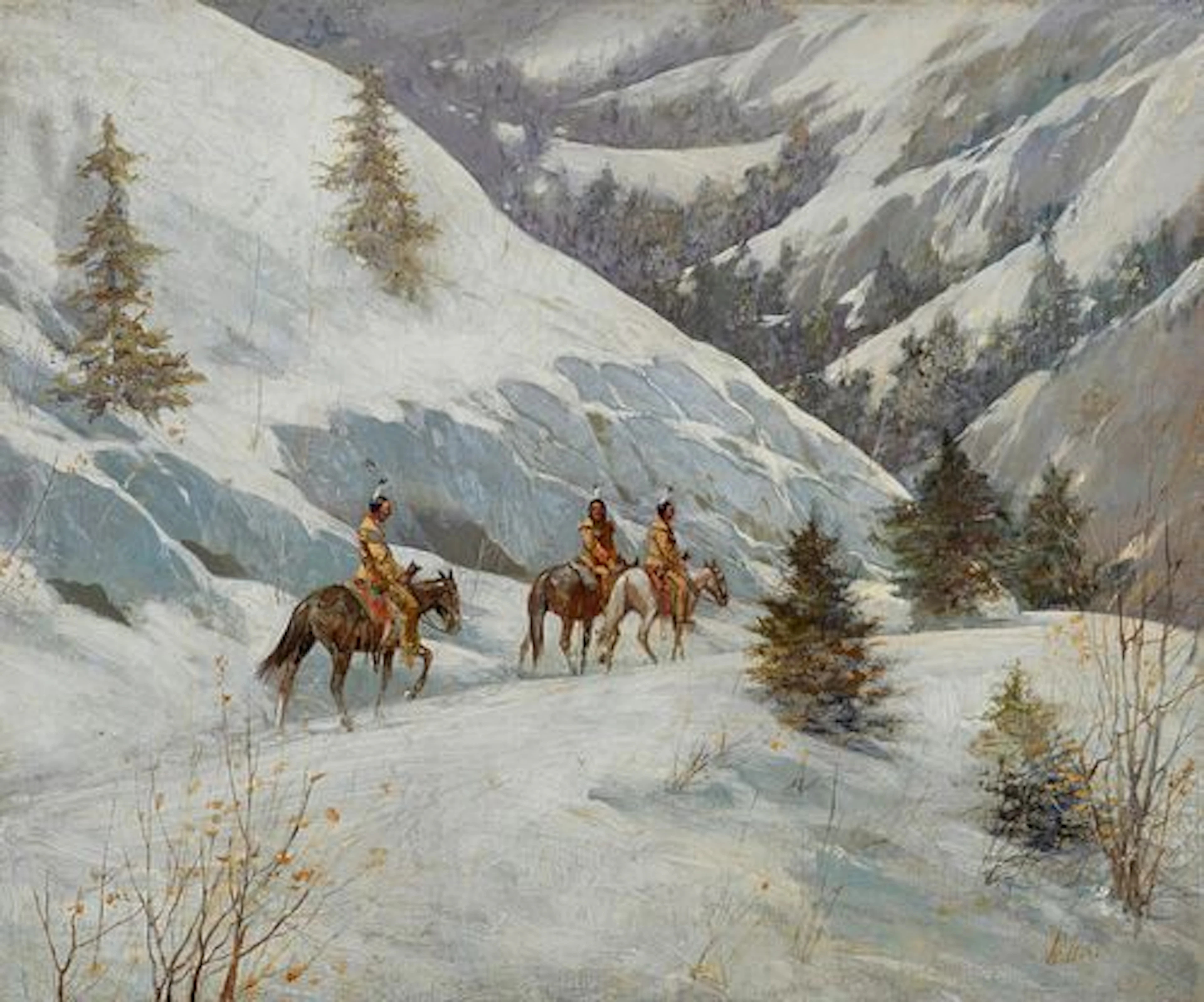 Cassilly Adams (1843 – 1921) – Along the Winter Trail