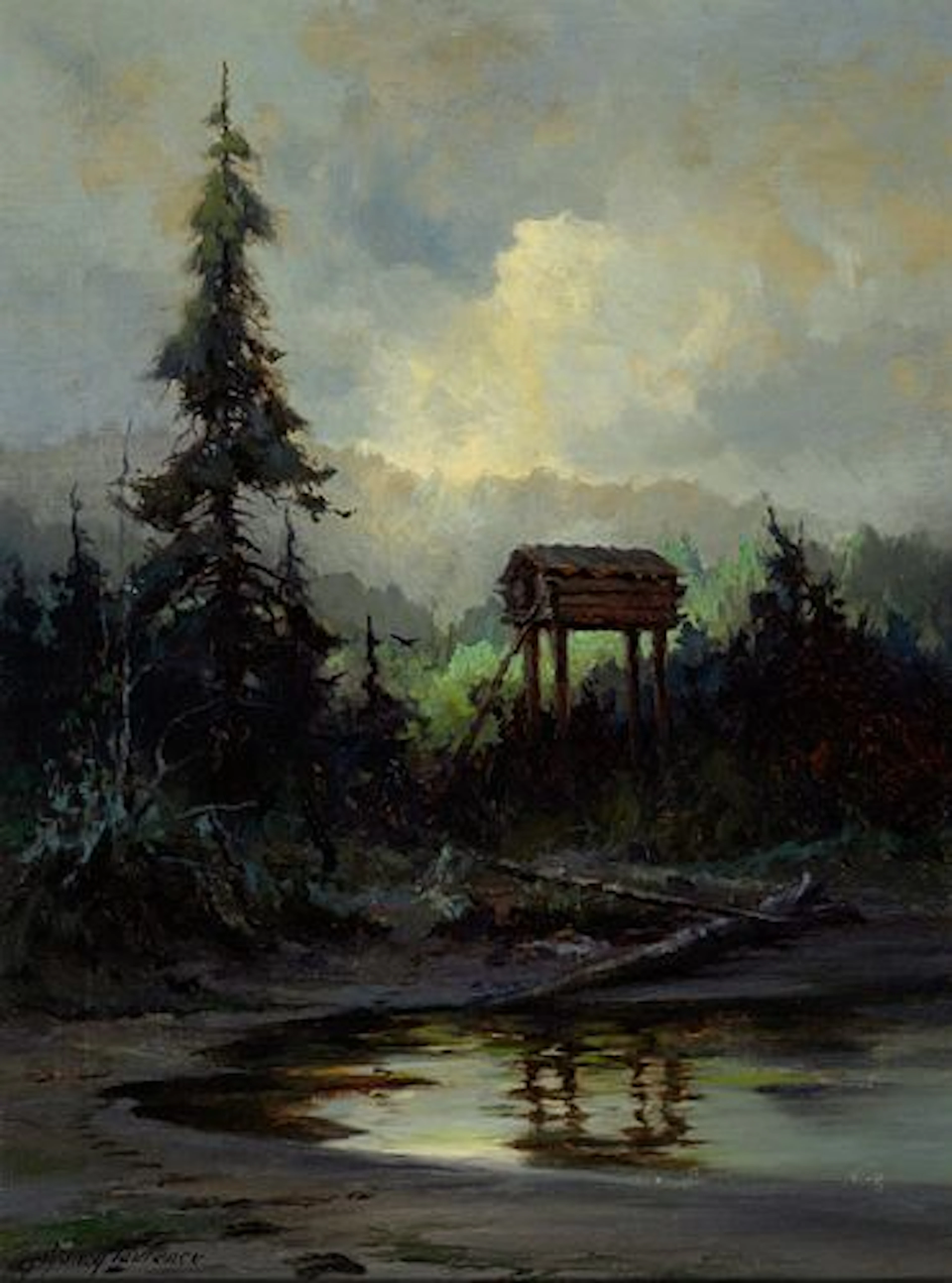 Sydney Laurence (1865 – 1940) – Cache at Sunset