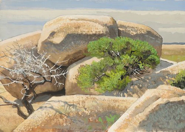 Bob Kuhn (1920 – 2007) – Desert Landscape; Mountain Lion