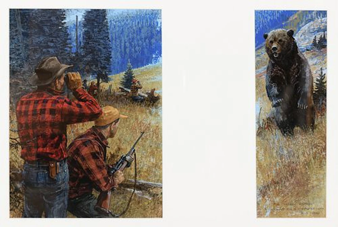 Bob Kuhn (1920 – 2007) – Grizzly Bear Hunting