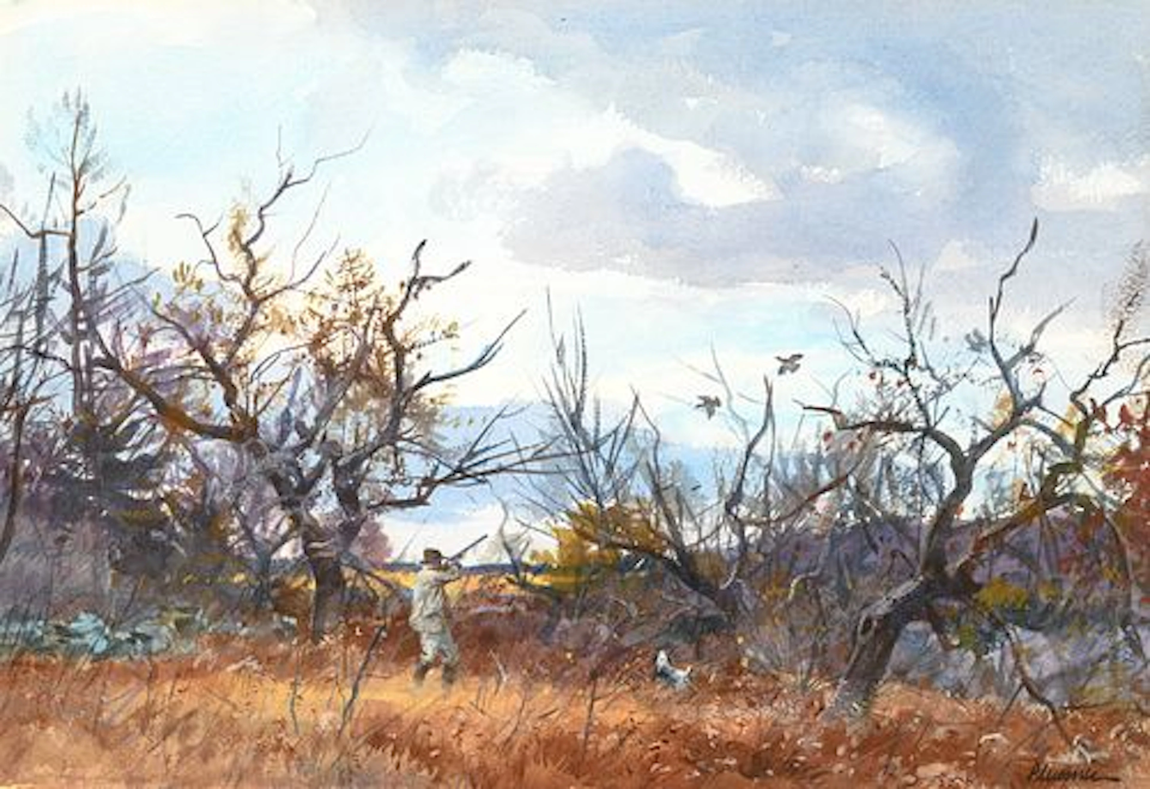 Ogden M. Pleissner (1905 – 1983) – The Old Orchard – Grouse Shooting (1940)