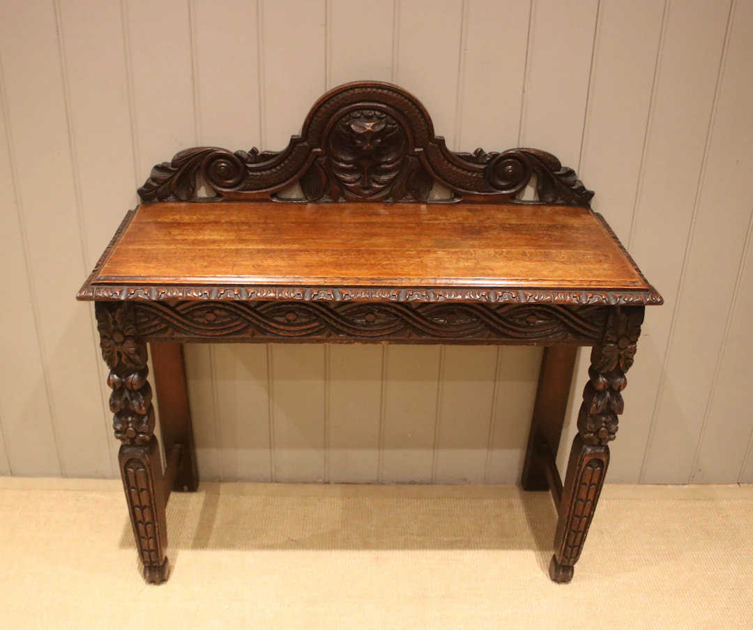 Carved Dark Oak Hall Table
