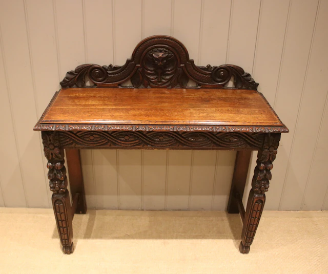 Carved Dark Oak Hall Table