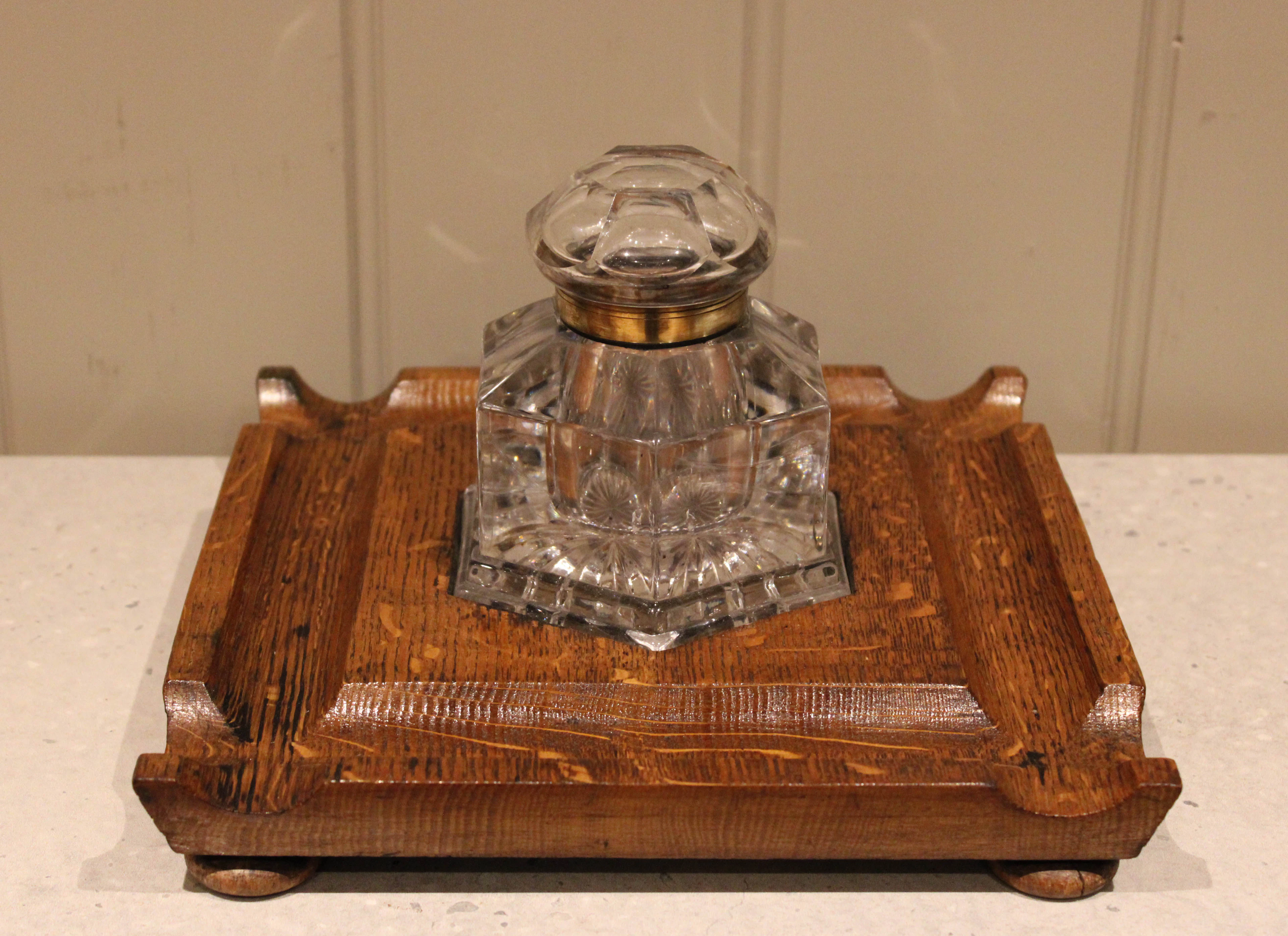 Substantial Late Victorian Oak Ink Stand