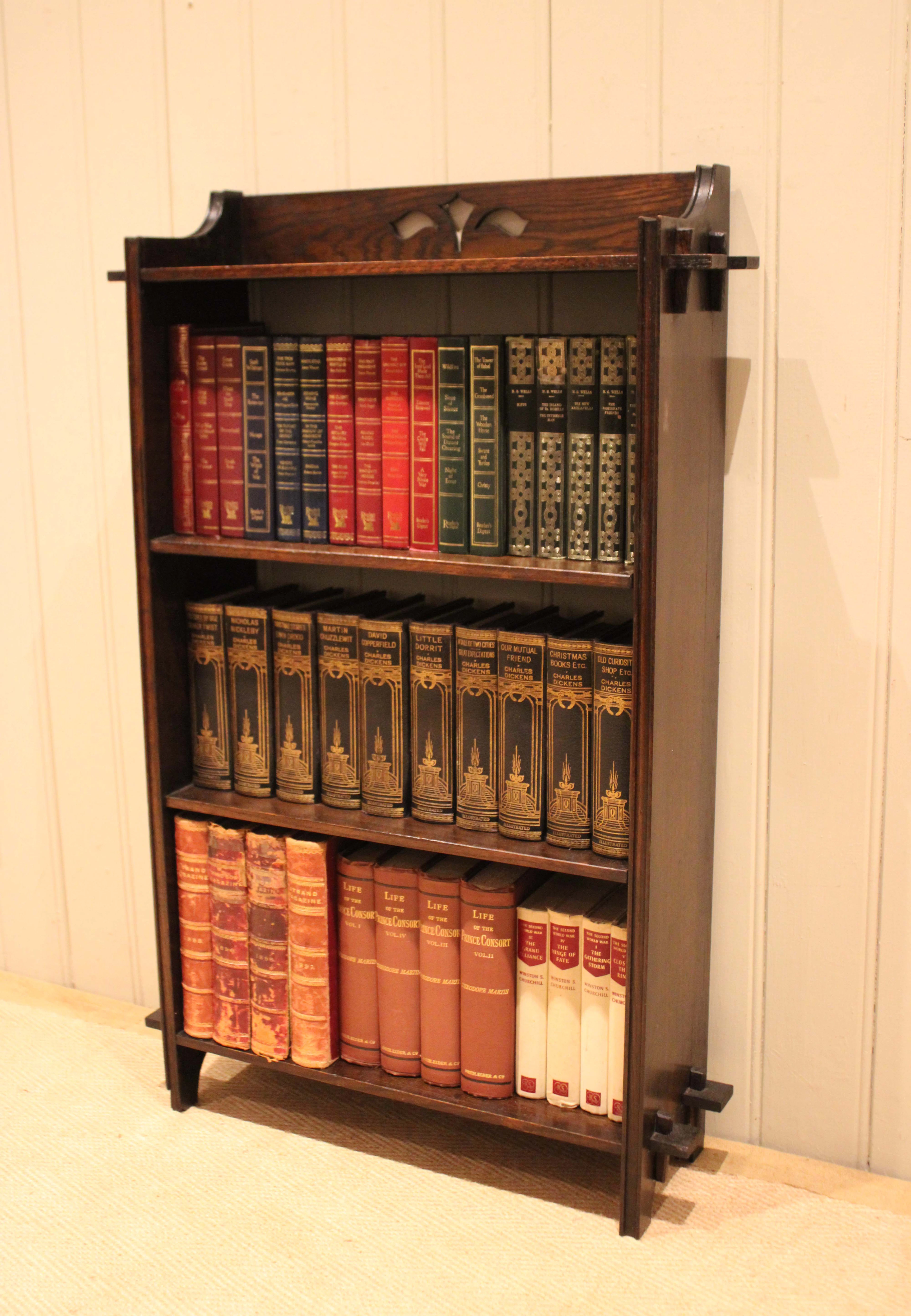 Arts & Crafts Style Pegged Oak Open Bookcase