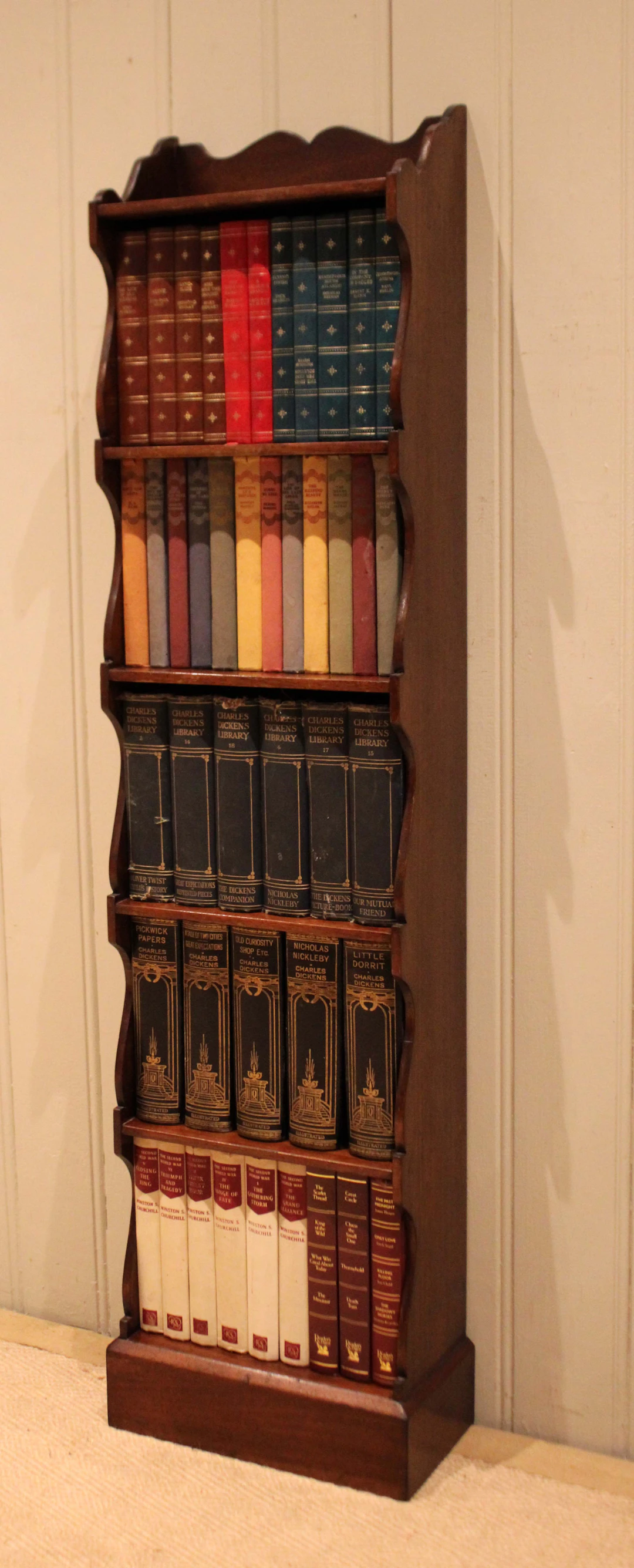 Tall Slim Mahogany Open Bookcase