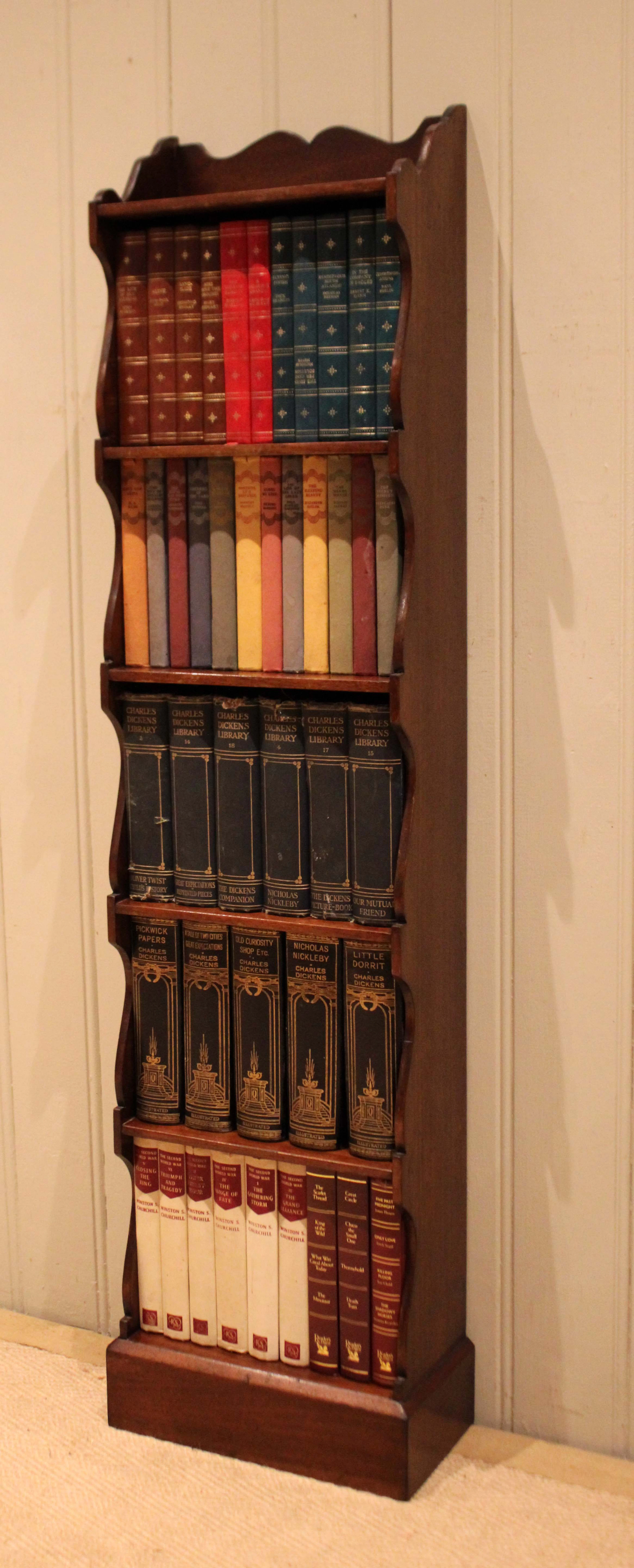 Tall Slim Mahogany Open Bookcase