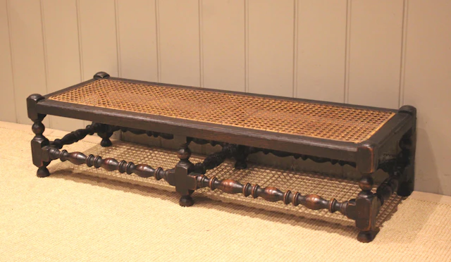 Long Oak Framed Cane Footstool