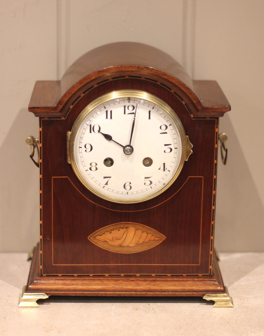 Edwardian Mahogany Break Arch Mantel Clock