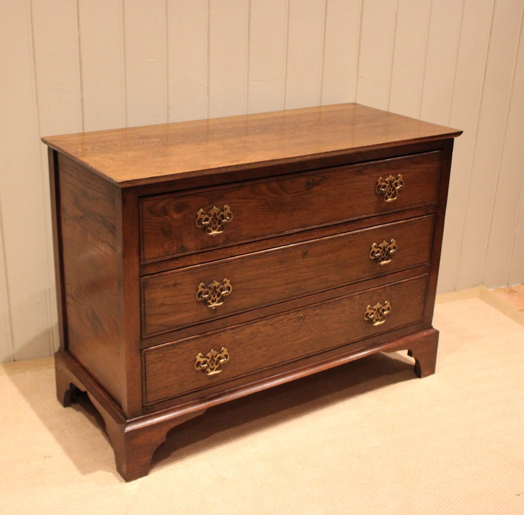 Low Georgian Style Oak Chest Of Drawers
