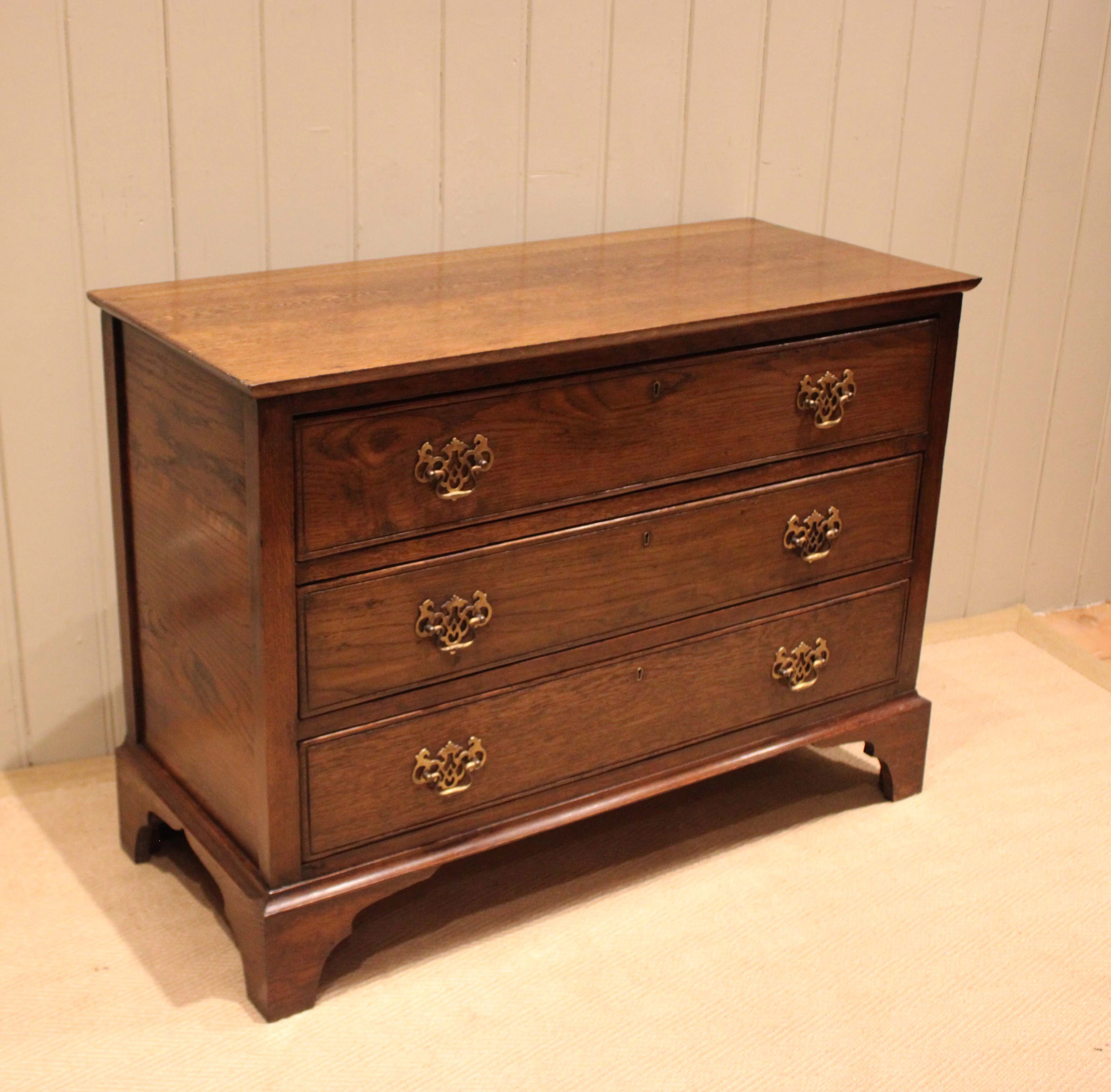 Low Georgian Style Oak Chest Of Drawers