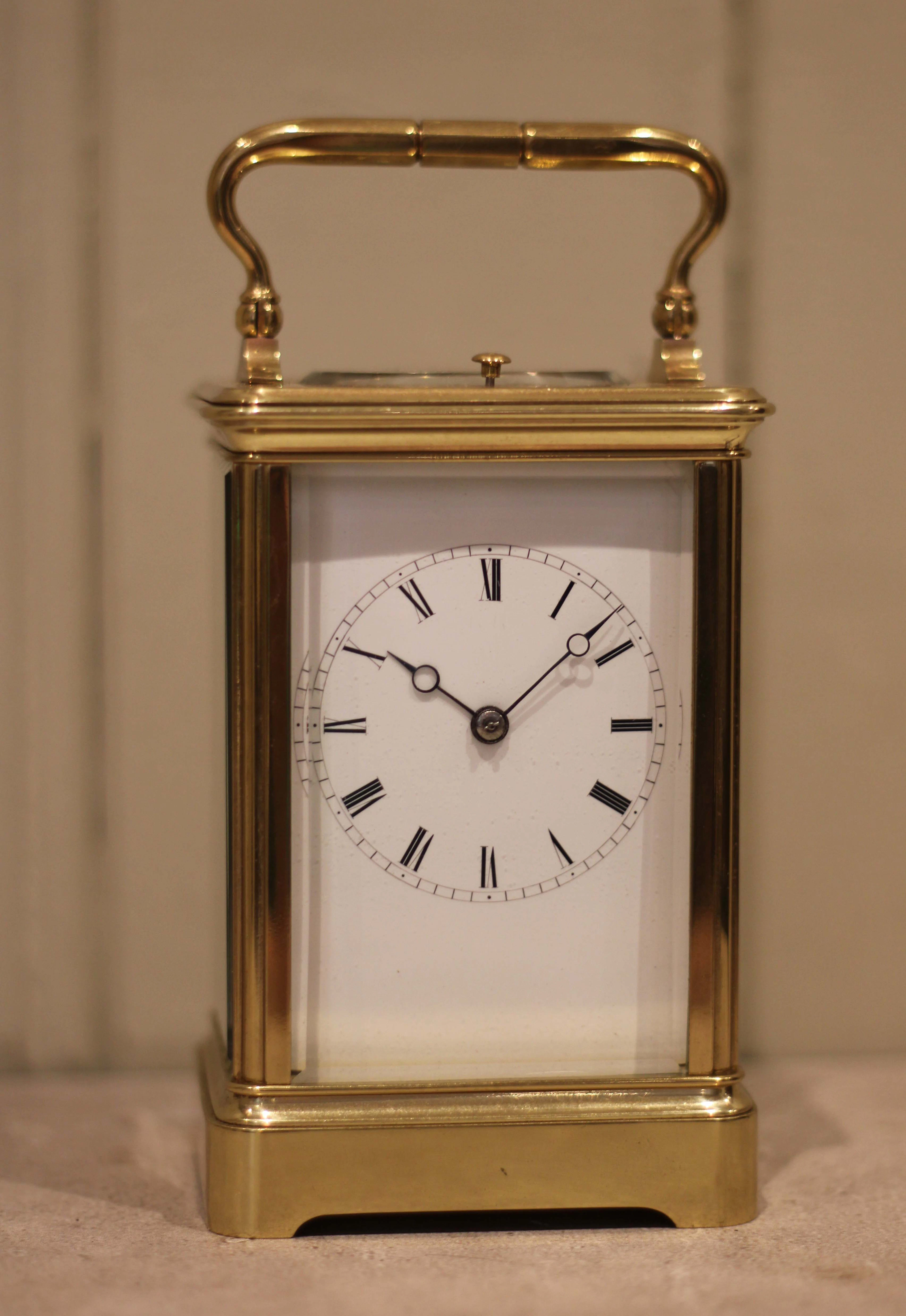 French Brass Striking and Repeating Carriage Clock