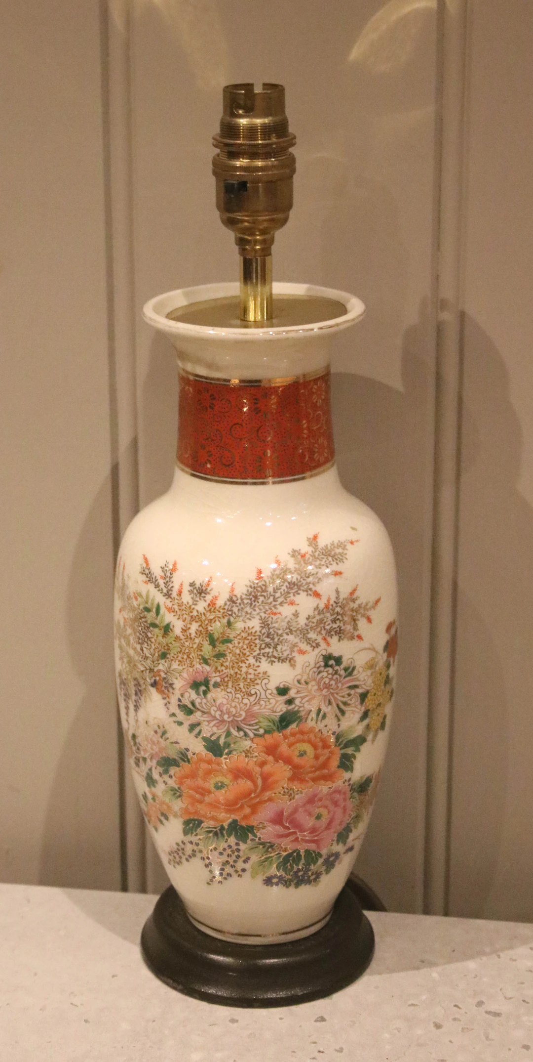 Floral Vase Converted Into A Table Lamp