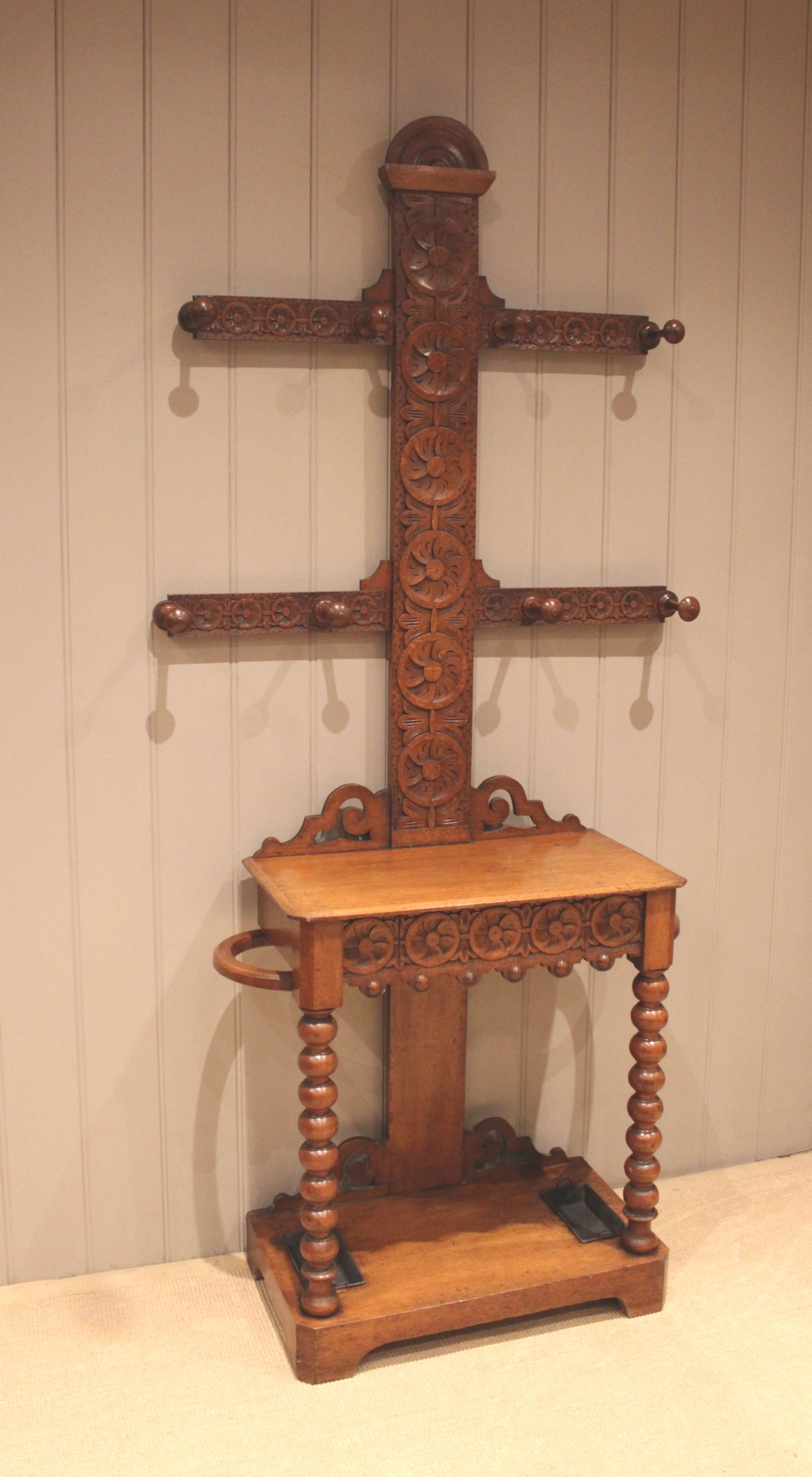 Victorian Carved Oak Hall Stand