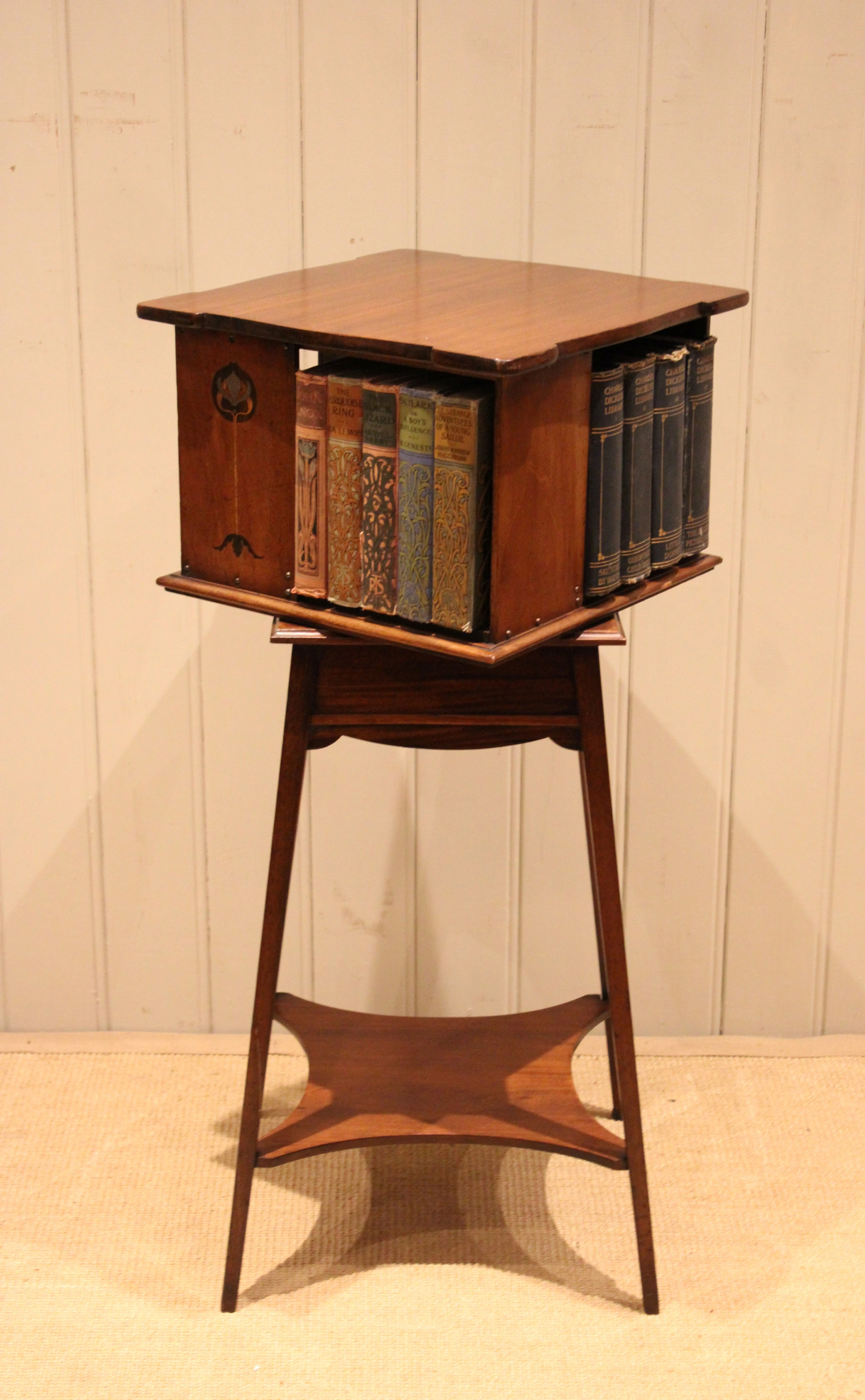 Mahogany Art Nouveau Revolving Bookcase On A Stand