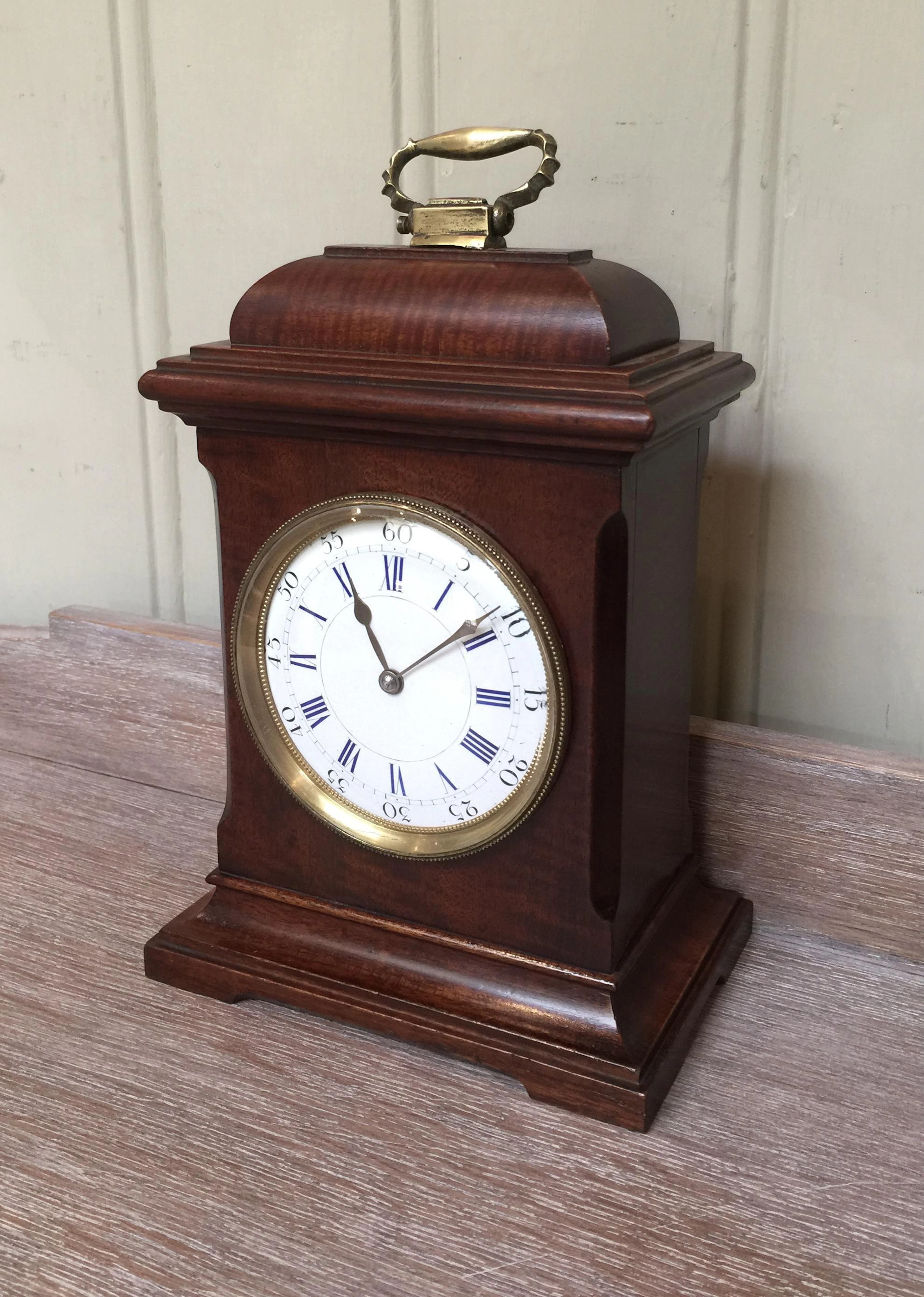 Small Mahogany 18th Century Style Bracket Clock