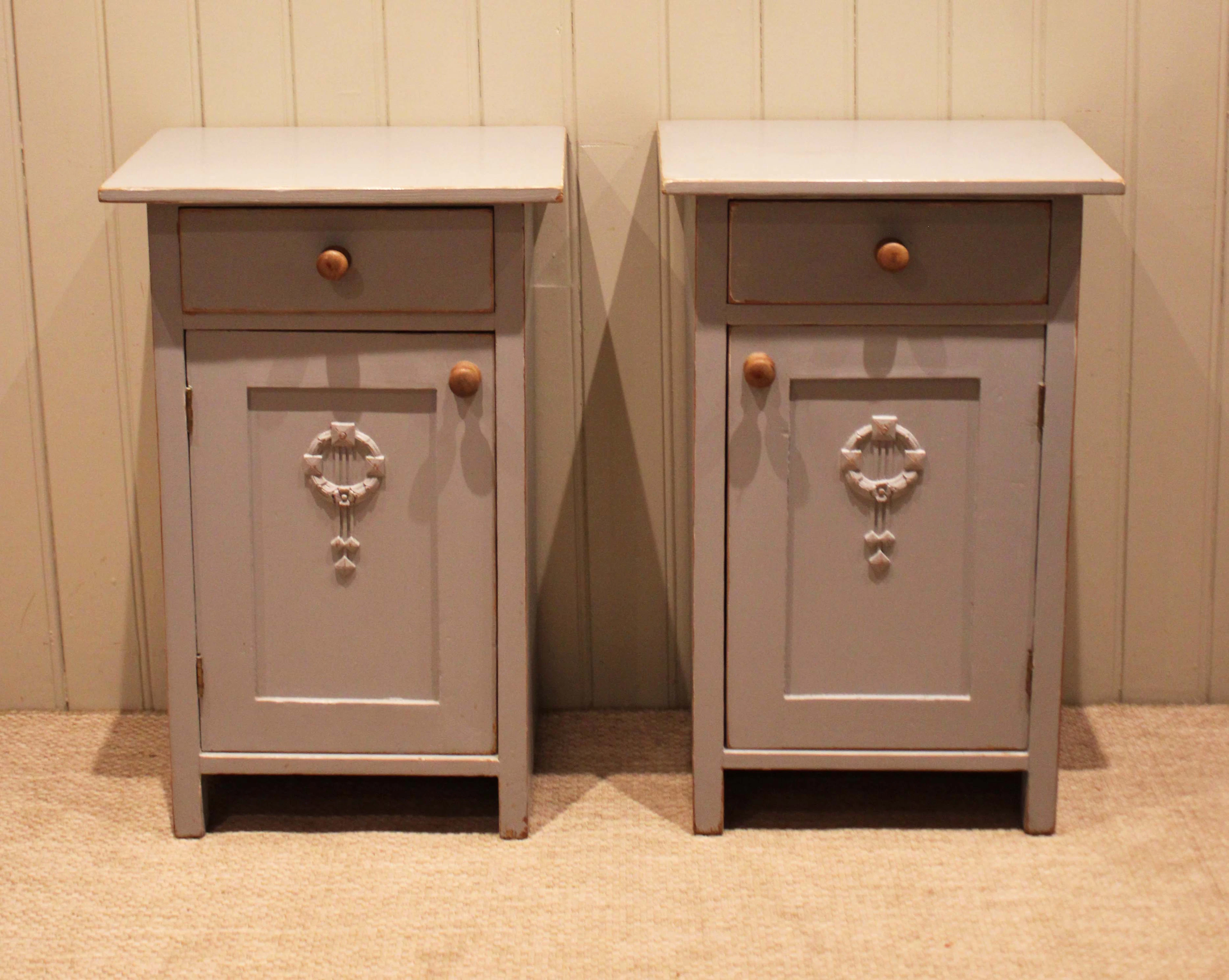 Pair Of Painted Pine Bedside Cabinets