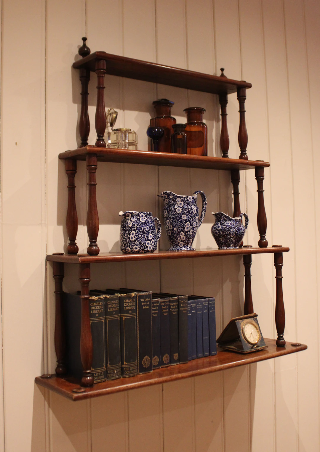 French Mahogany Waterfall Wall Shelves