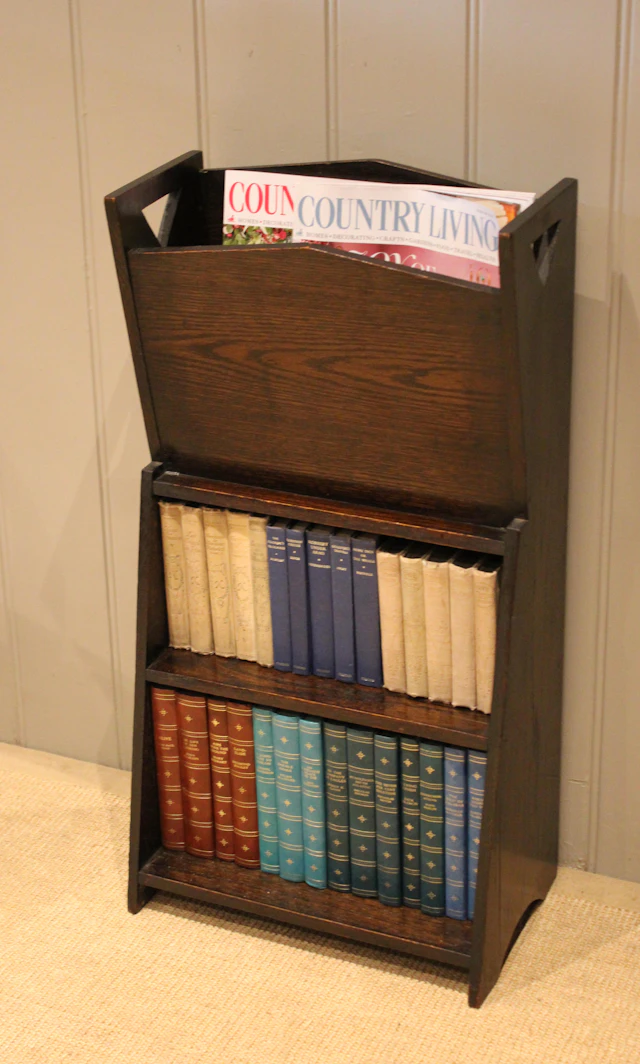 Small Oak Bookcase With Magazine Rack
