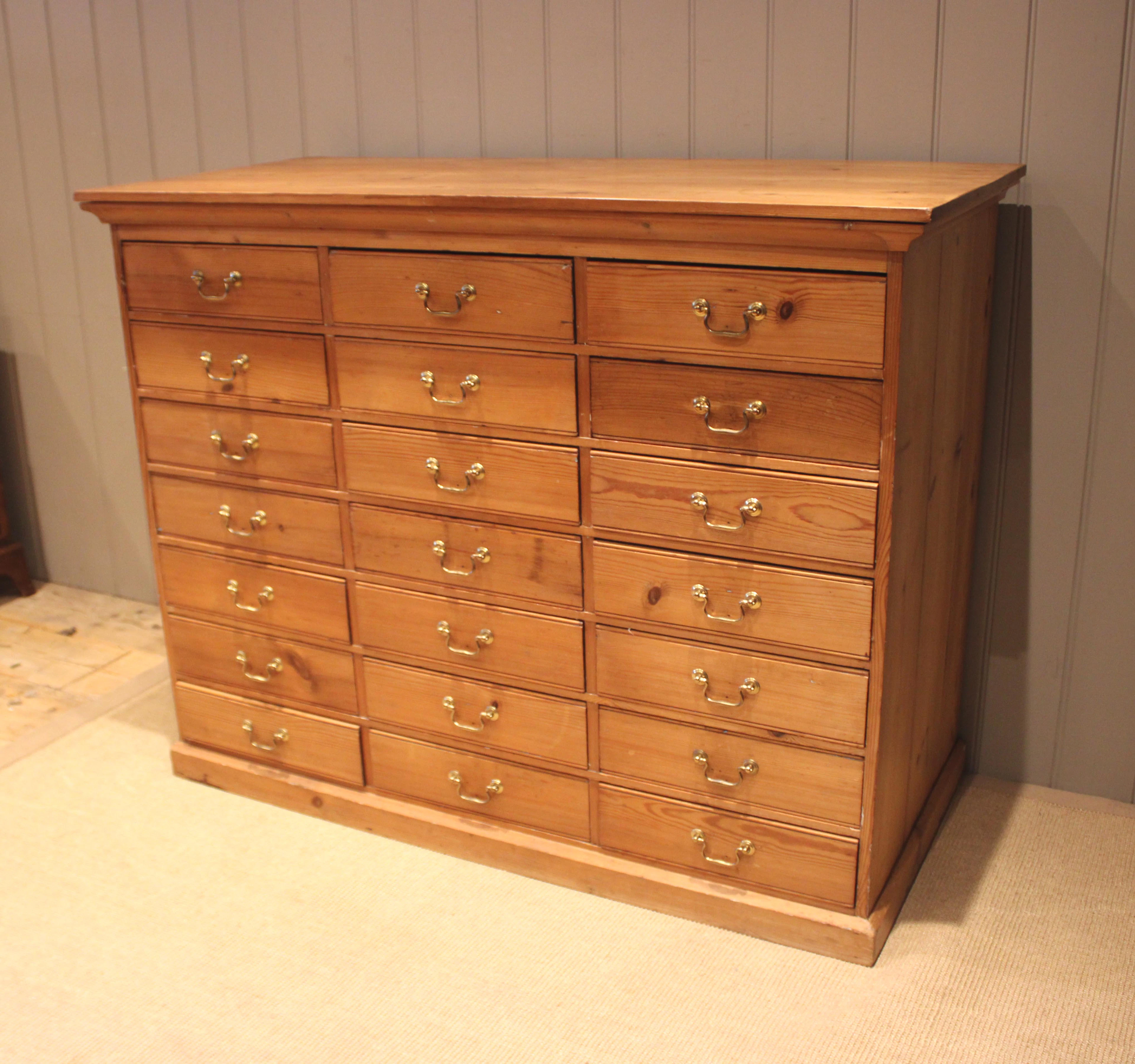 Substantial Pine Bank Of Drawers