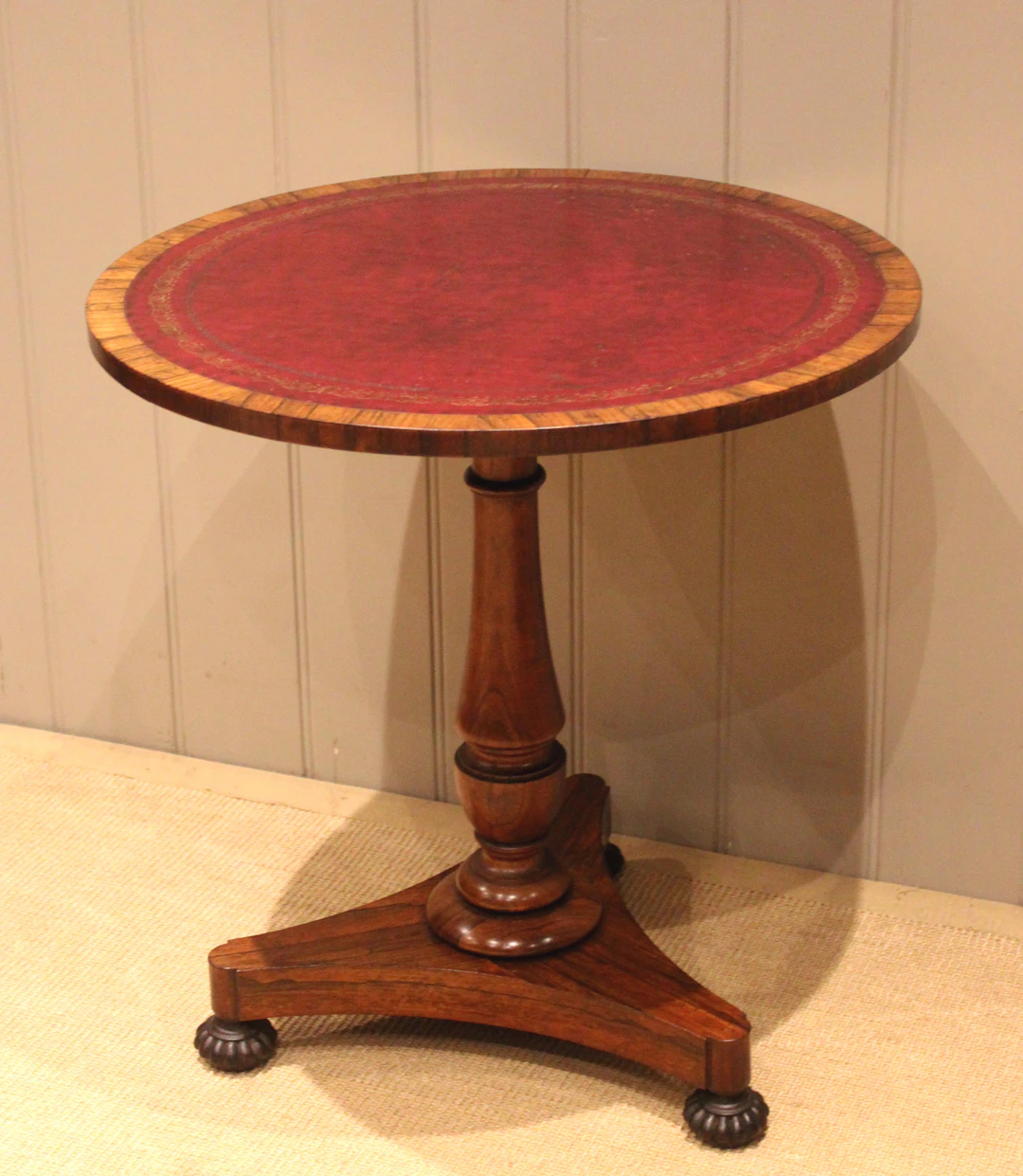 Regency Solid Rosewood Leather Top Circular Table