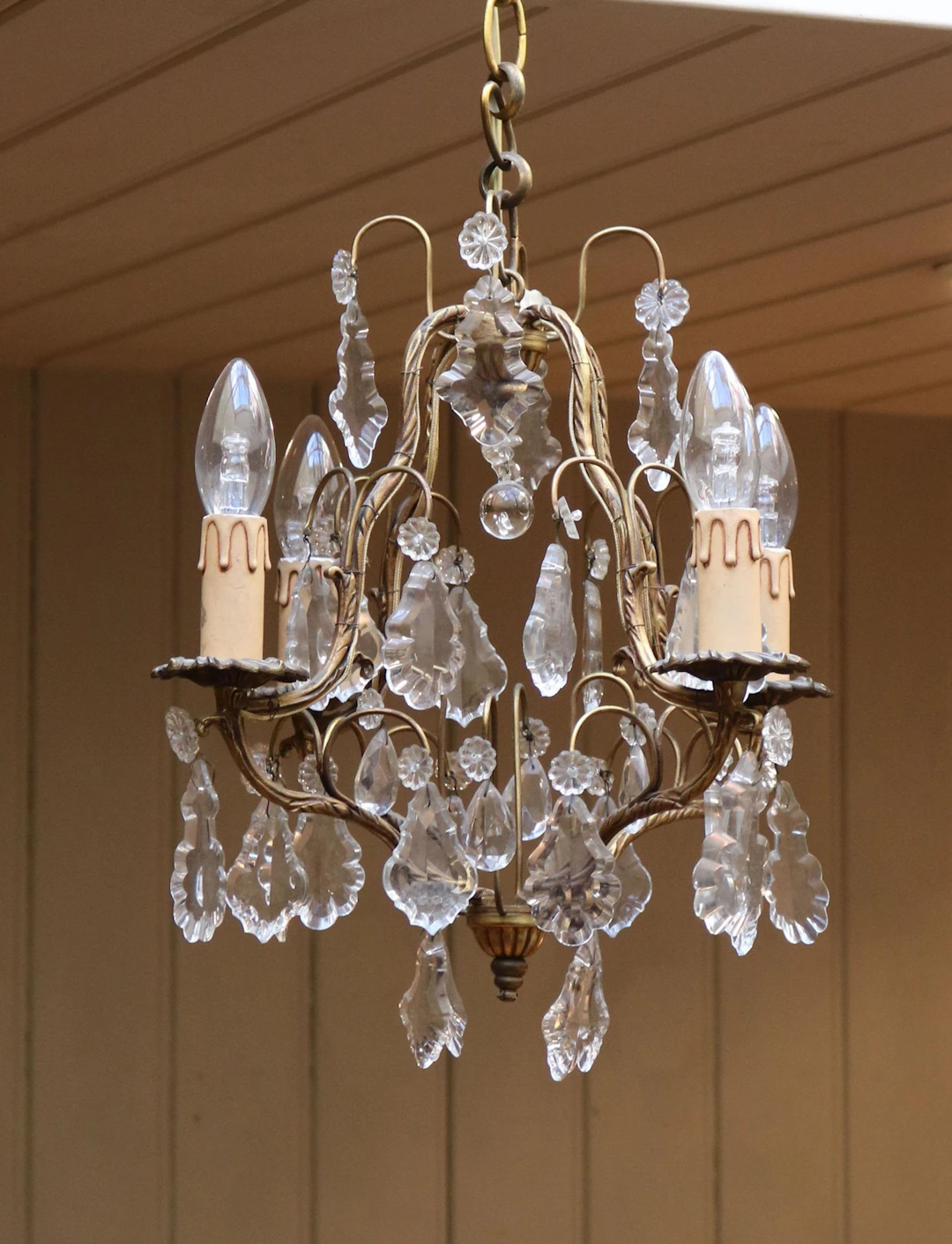 French Four Branch Gilt Chandelier