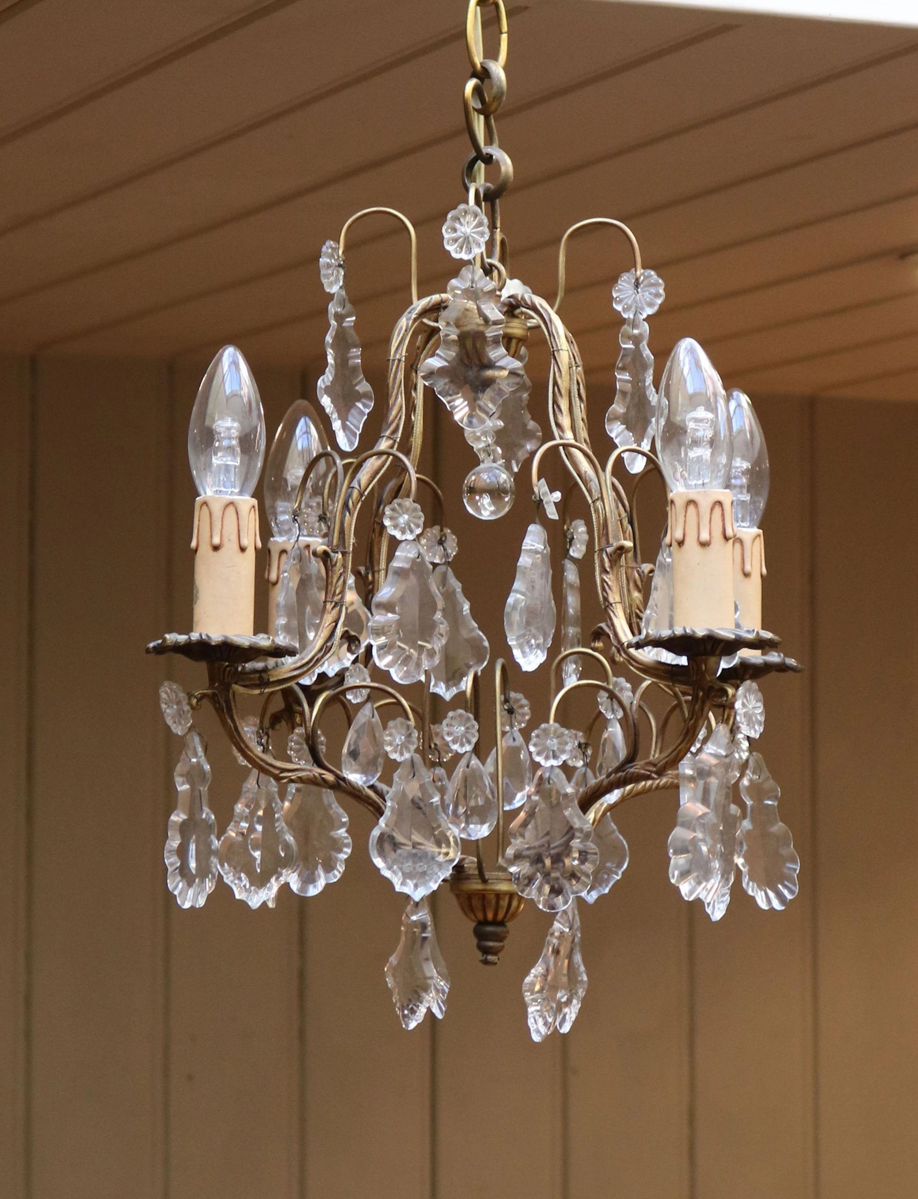 French Four Branch Gilt Chandelier