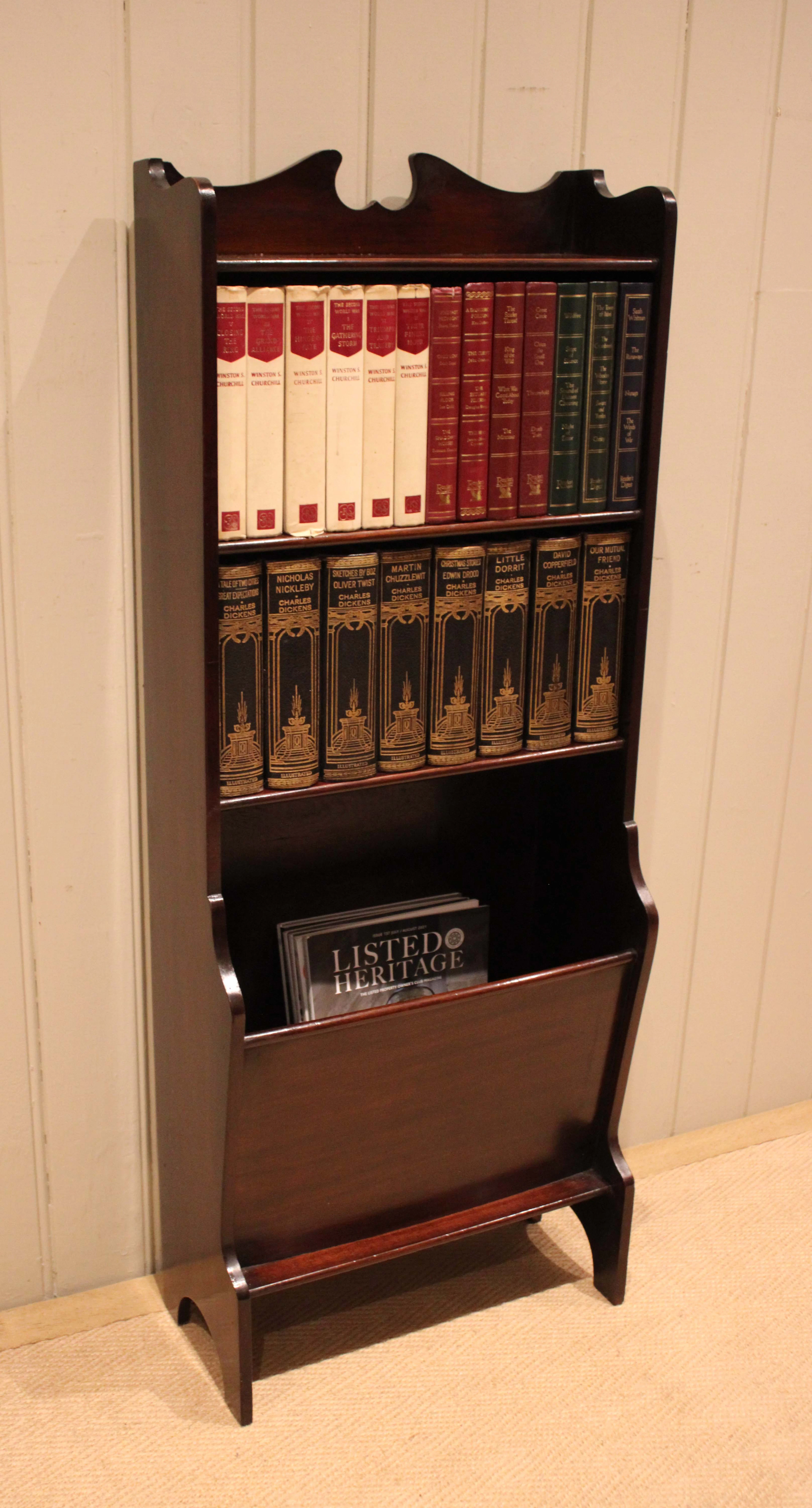 Small Mahogany Bookcase With A Magazine Rack