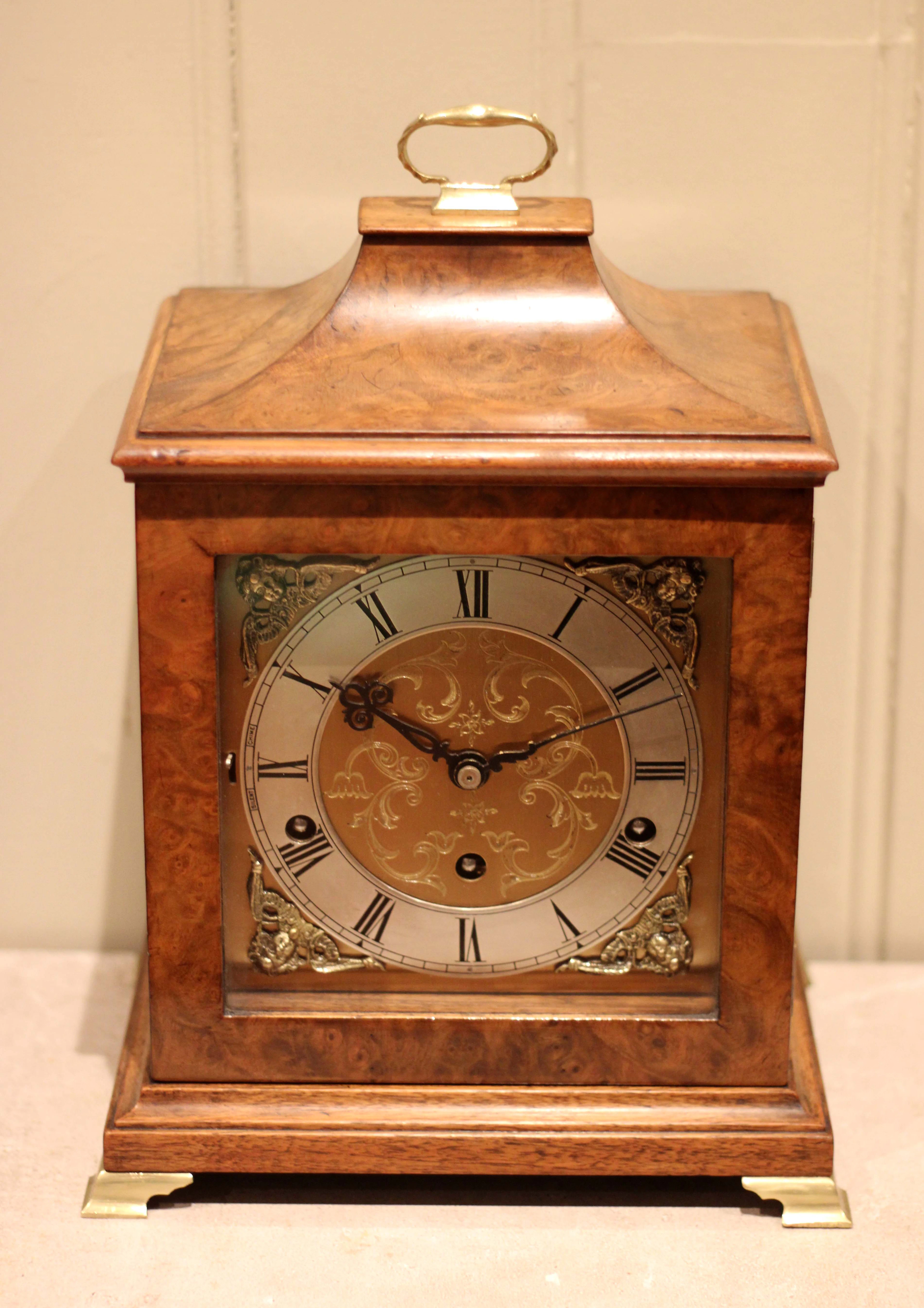 Westminster Chime Burr Walnut Mappin & Webb Bracket Clock