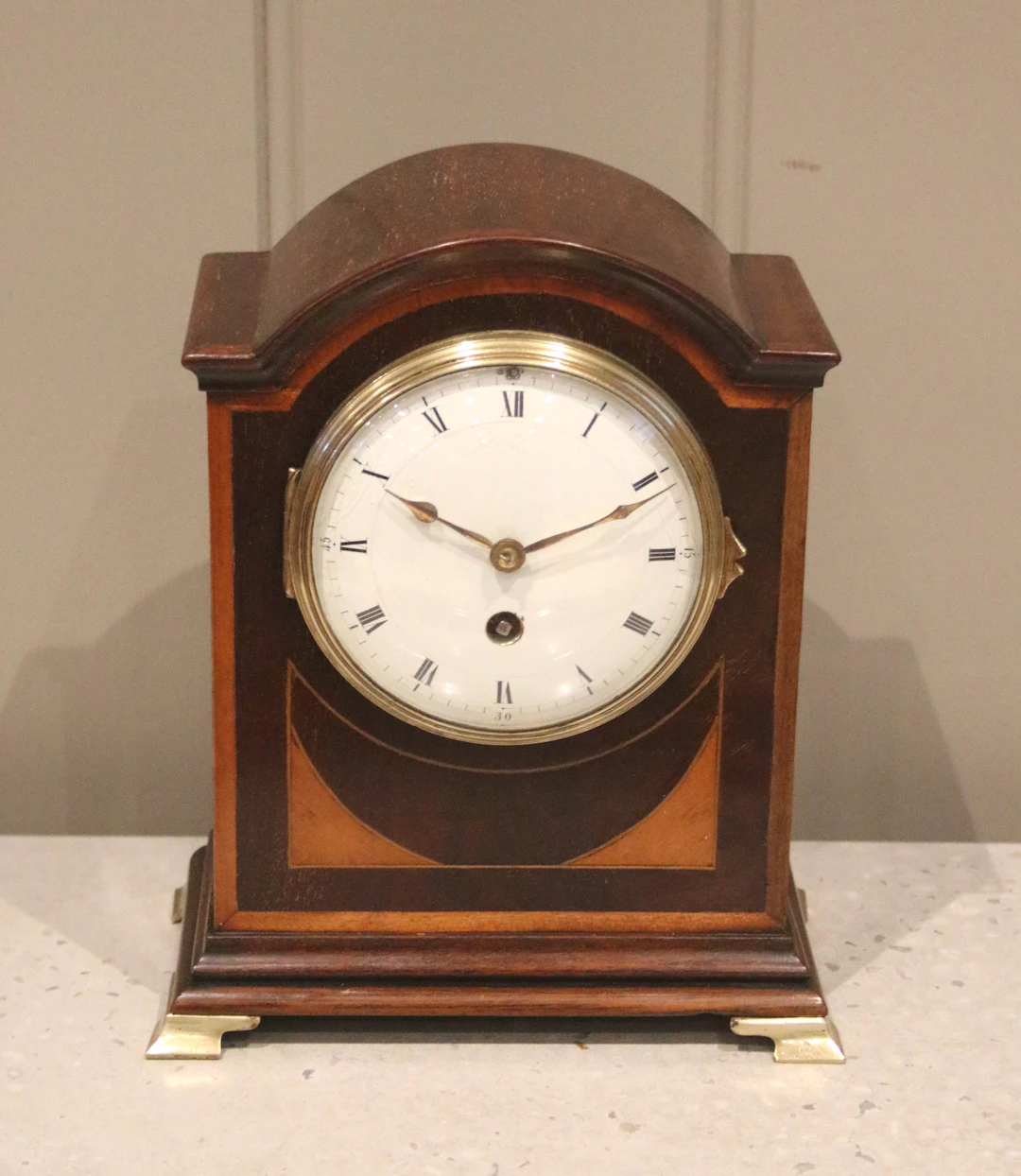 Mahogany & Satinwood Inlay Mantel Clock