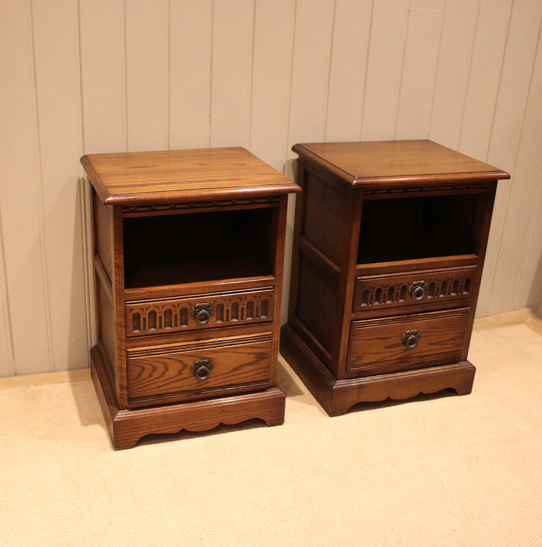 Pair Of Solid Oak Bedside Cabinets
