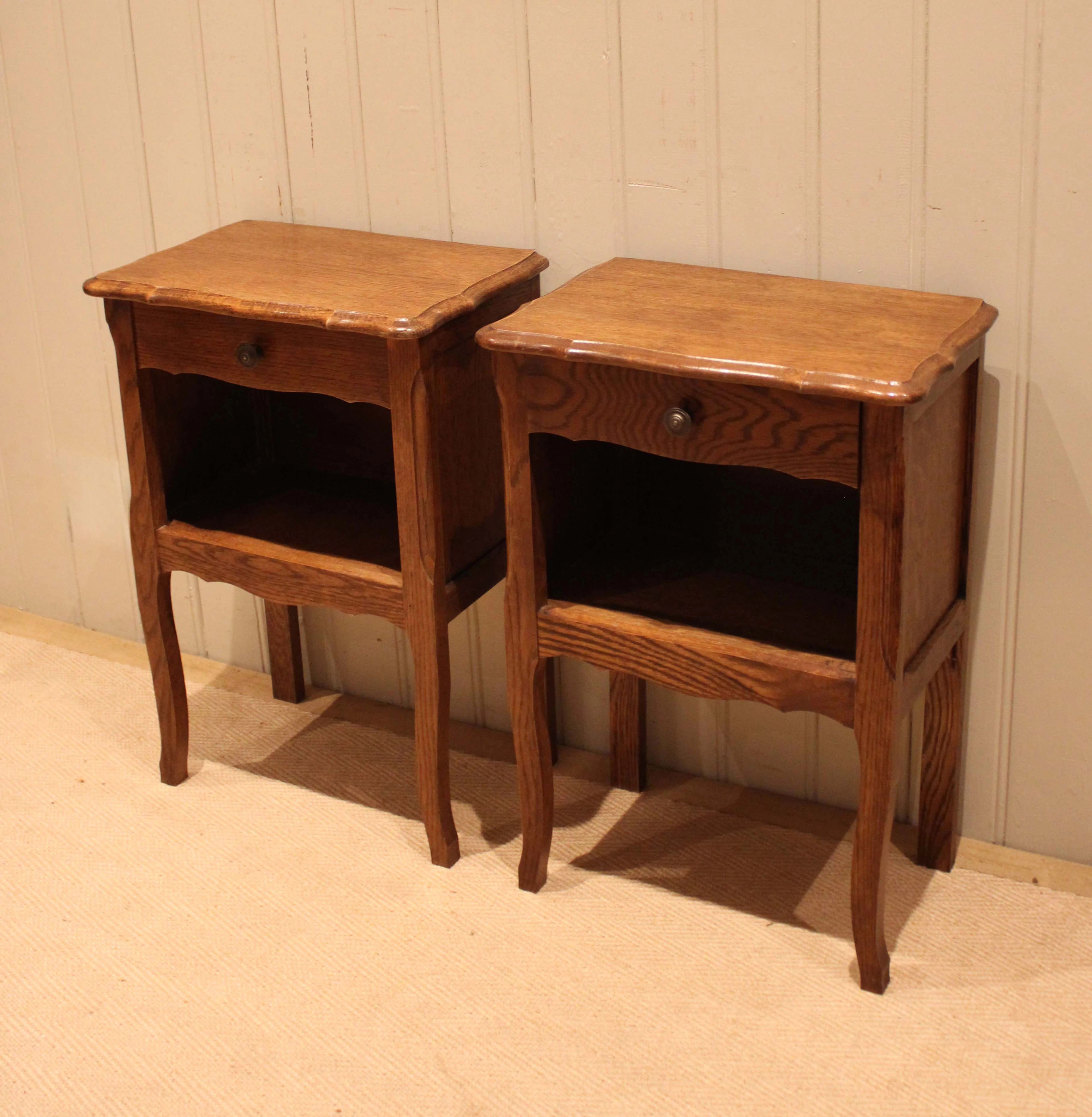 Pair Of French Oak Bedside Cabinets