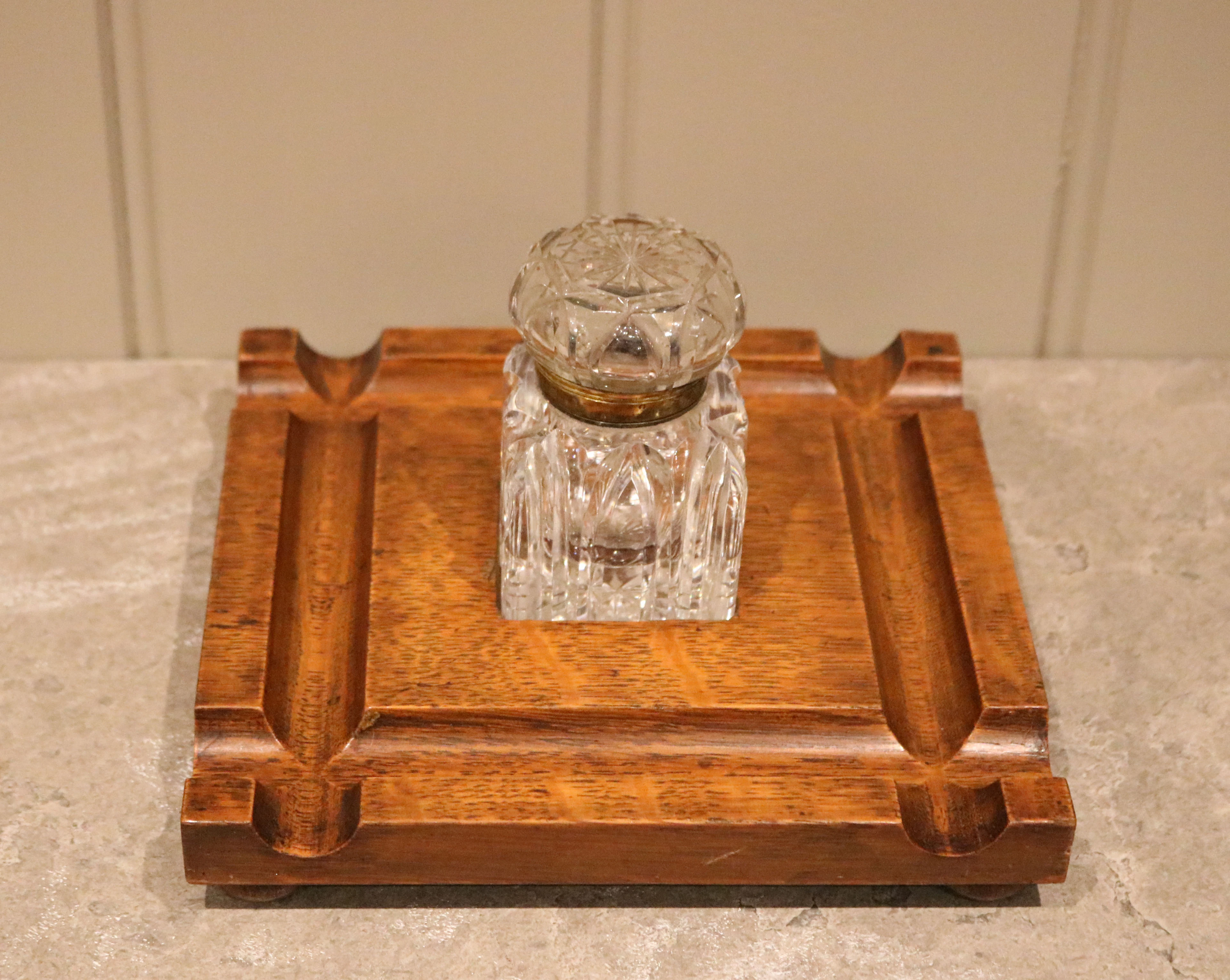 Solid Oak Ink Stand