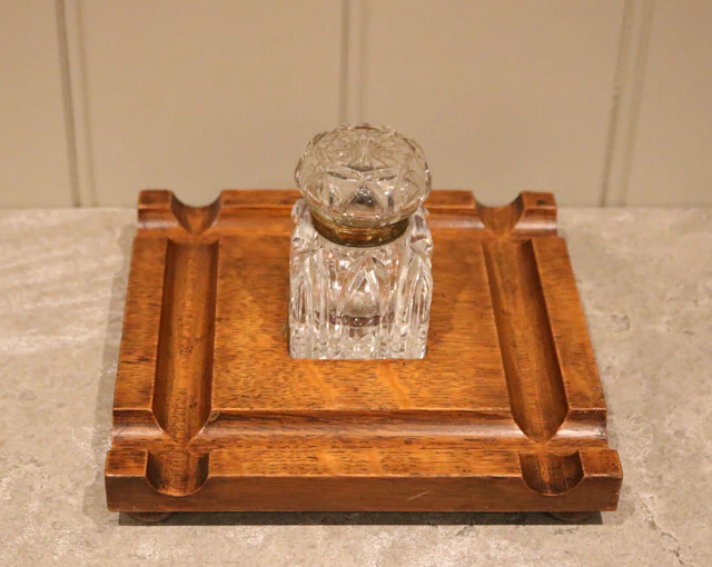 Solid Oak Ink Stand