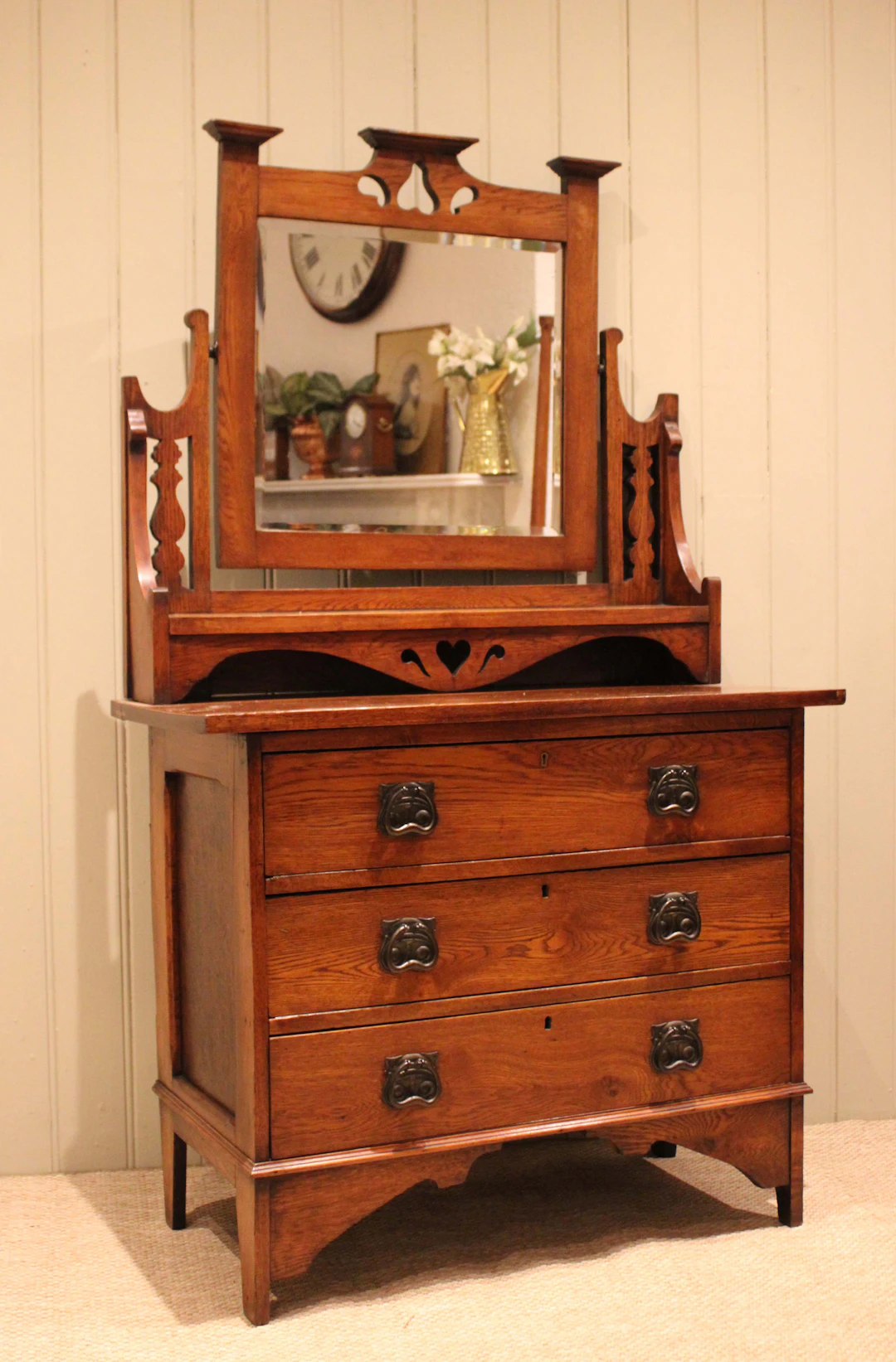 Solid Oak Arts & Crafts Dressing Chest
