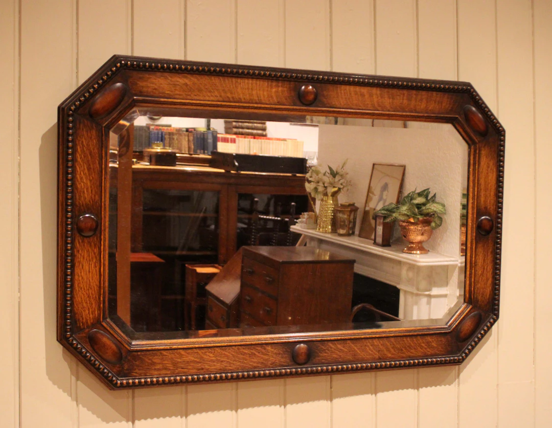 Large Rectangular Oak Wall Mirror