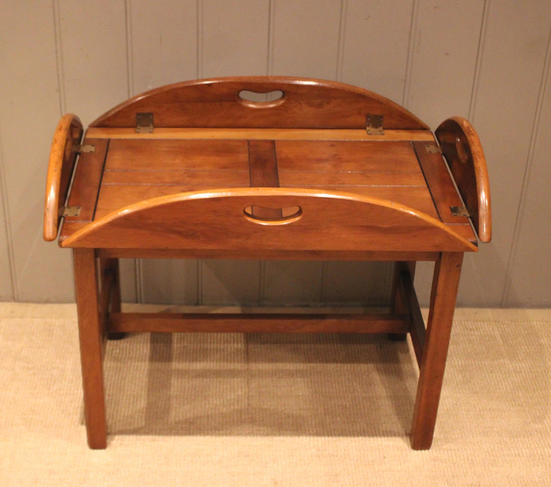 Yew Wood Folding Tray On A Stand