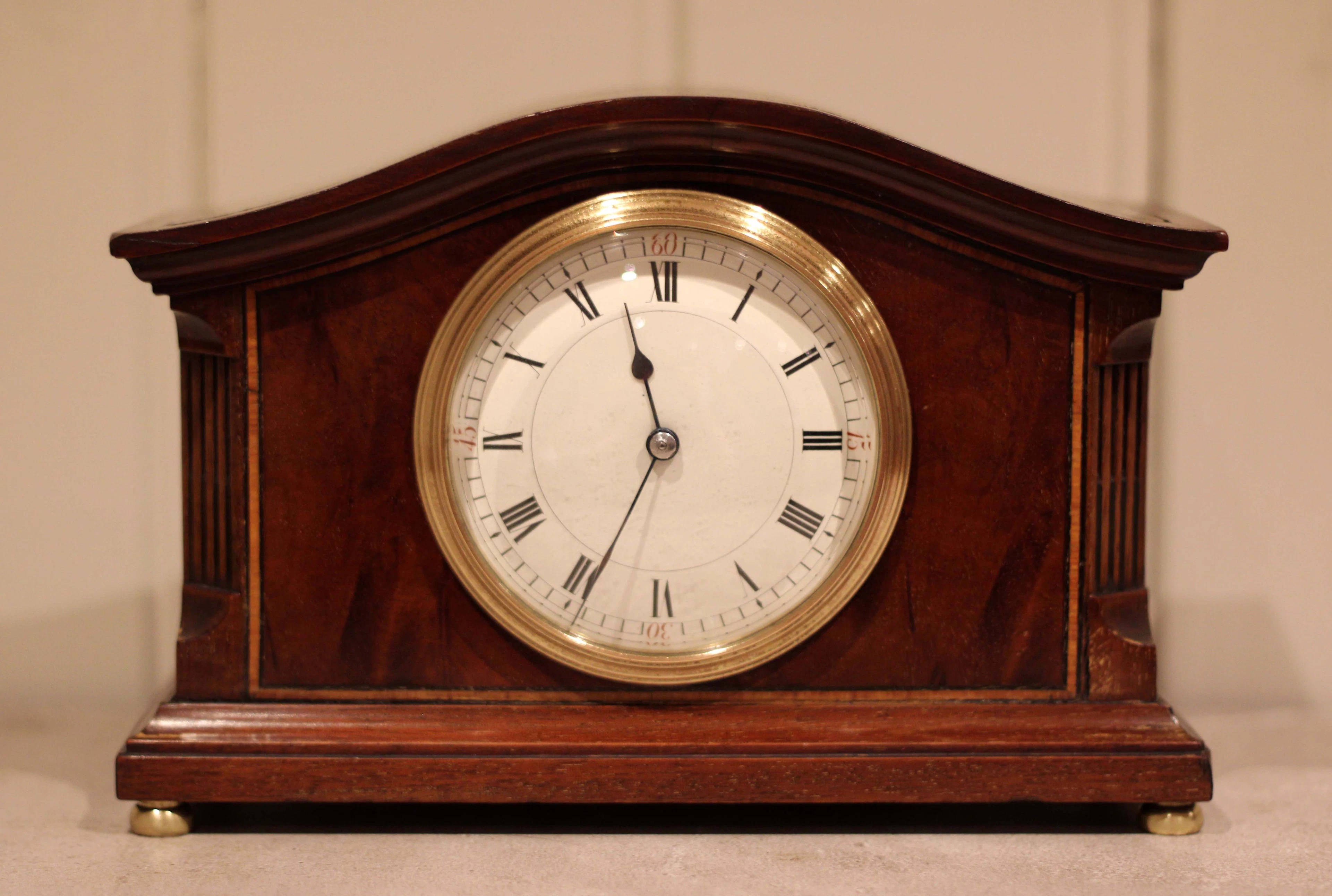 Edwardian Solid Mahogany Timepiece Mantel Clock