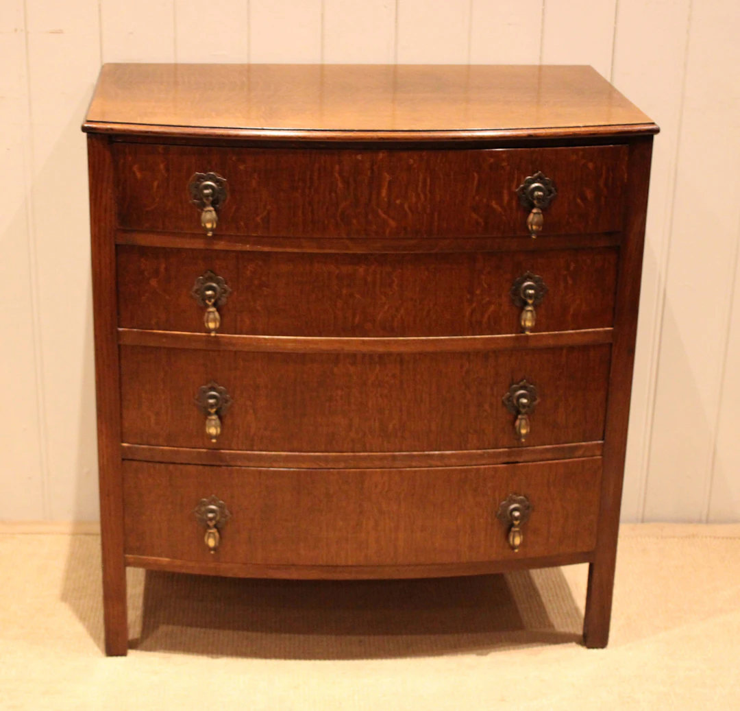 Oak Bow Front Chest Of Drawers