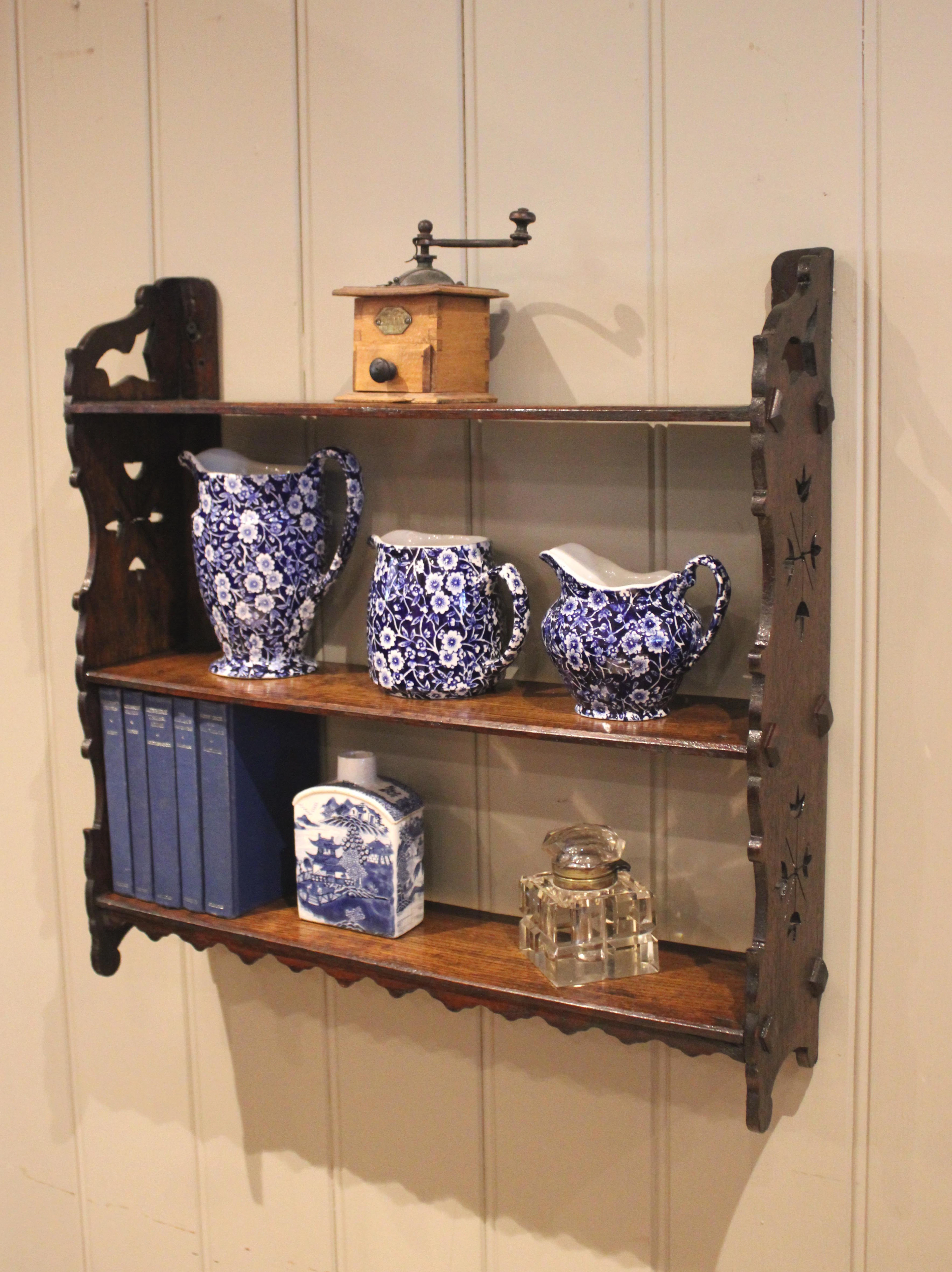 Oak Three Tier Wall Shelves