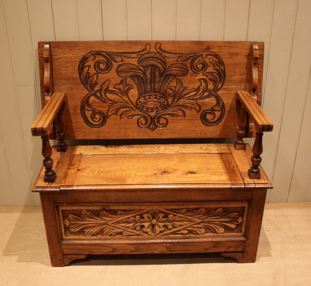 Golden Solid Oak Monks Bench