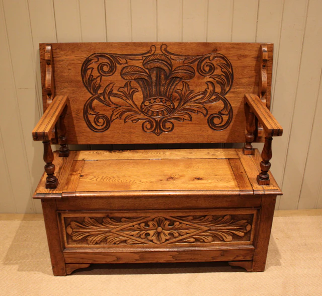 Golden Solid Oak Monks Bench