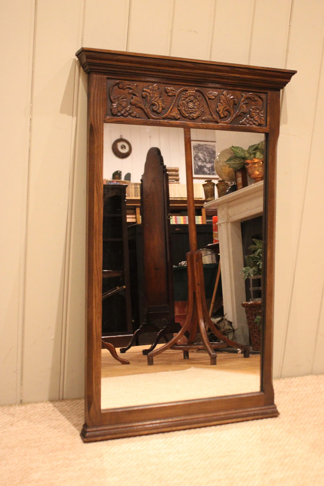 Solid Carved Oak Wall Mirror