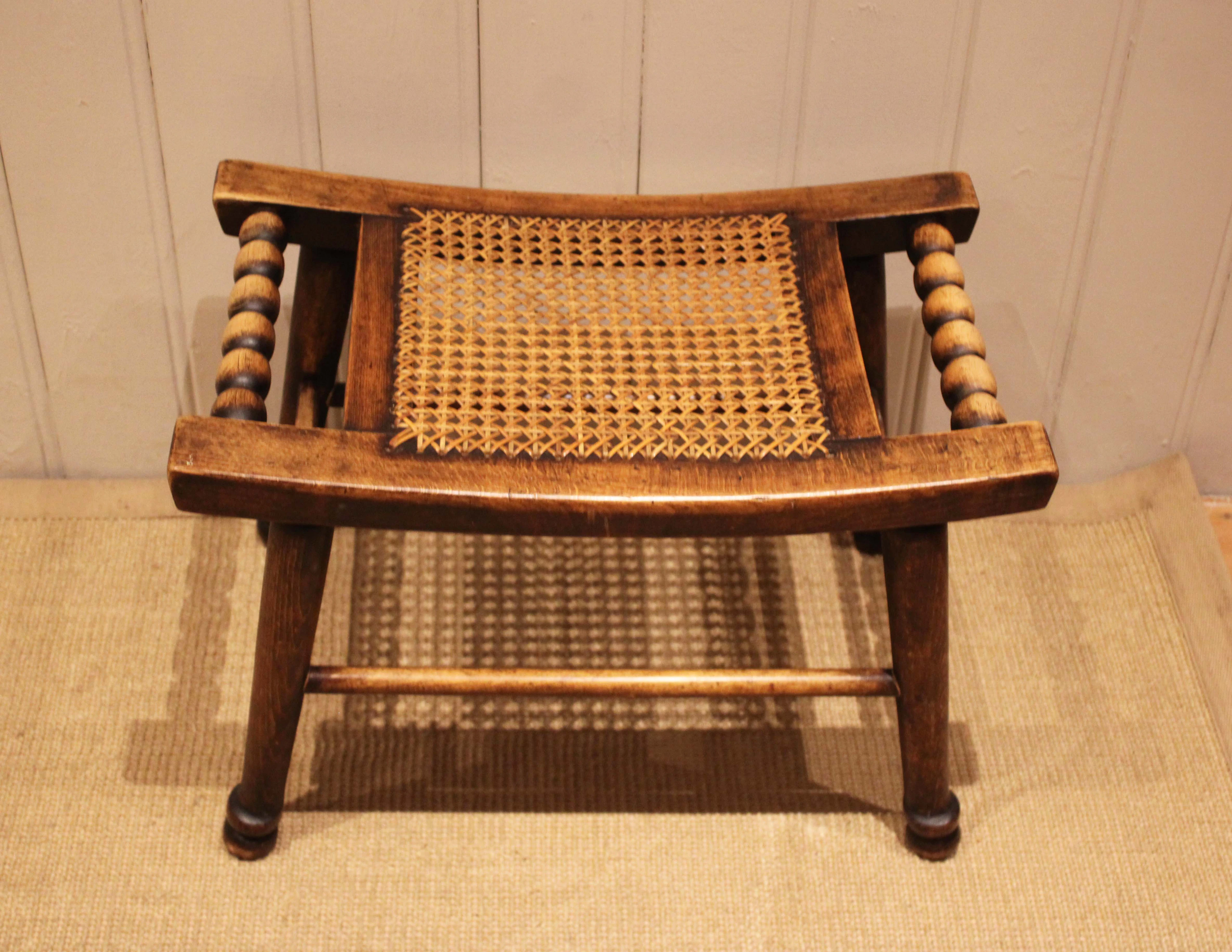 Turned Beech Cane Seat Stool