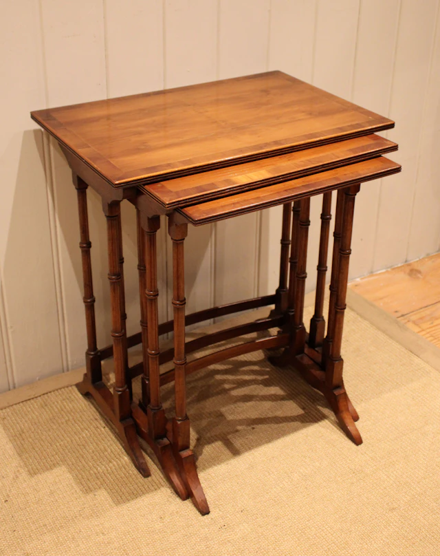 Nest Of Three Yew Wood Tables