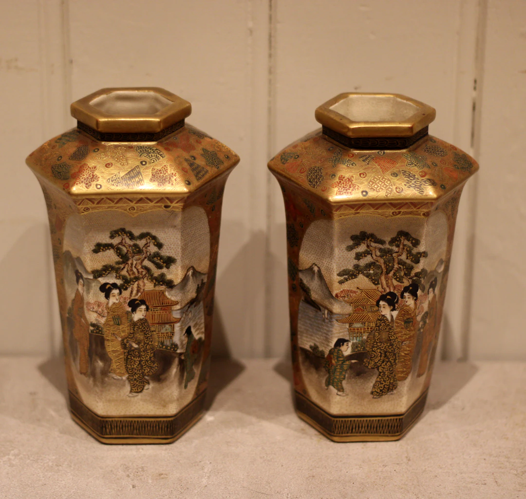 Pair Of Small Japanese Satsuma Vases