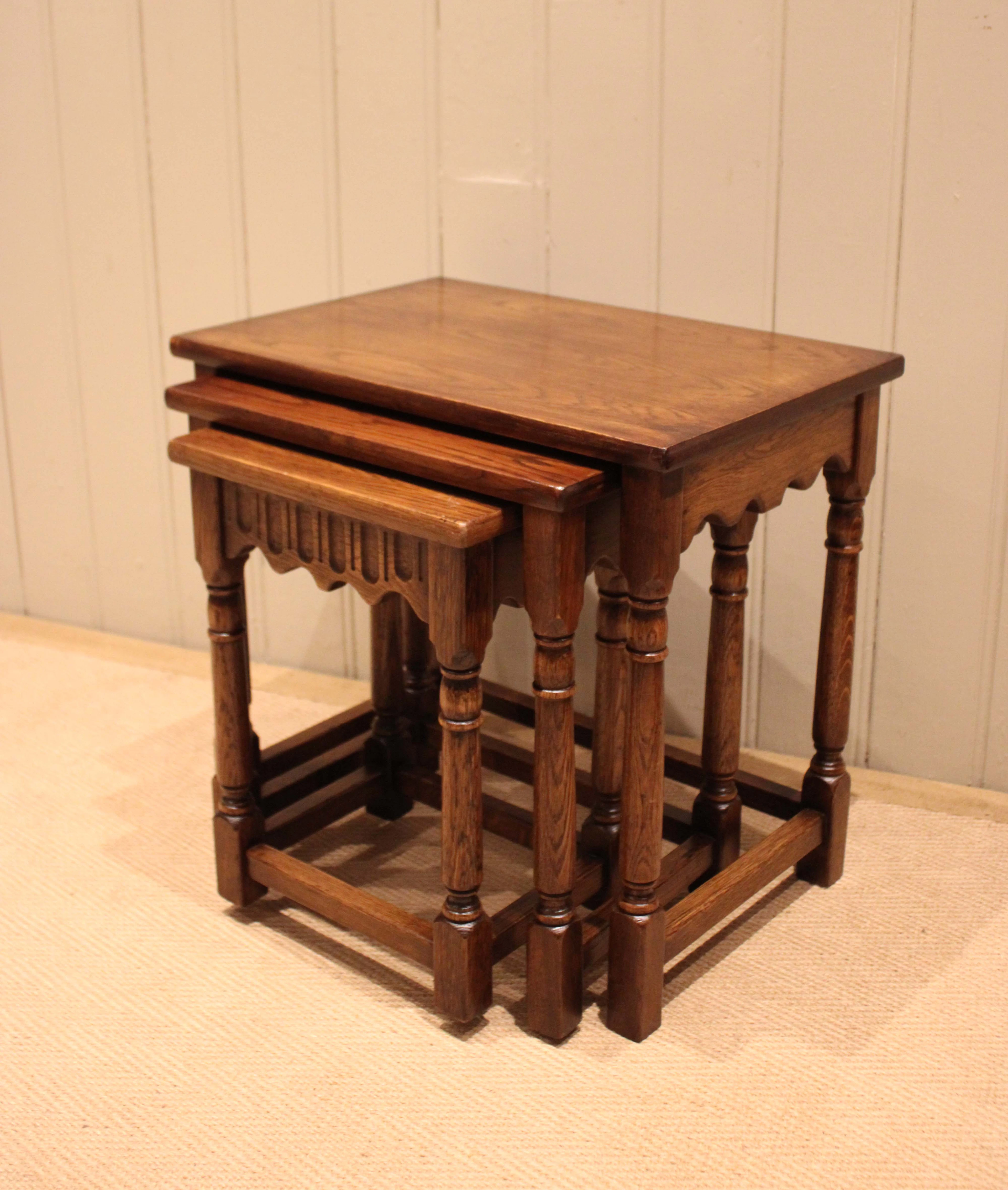 Oak Nest Of Three Tables
