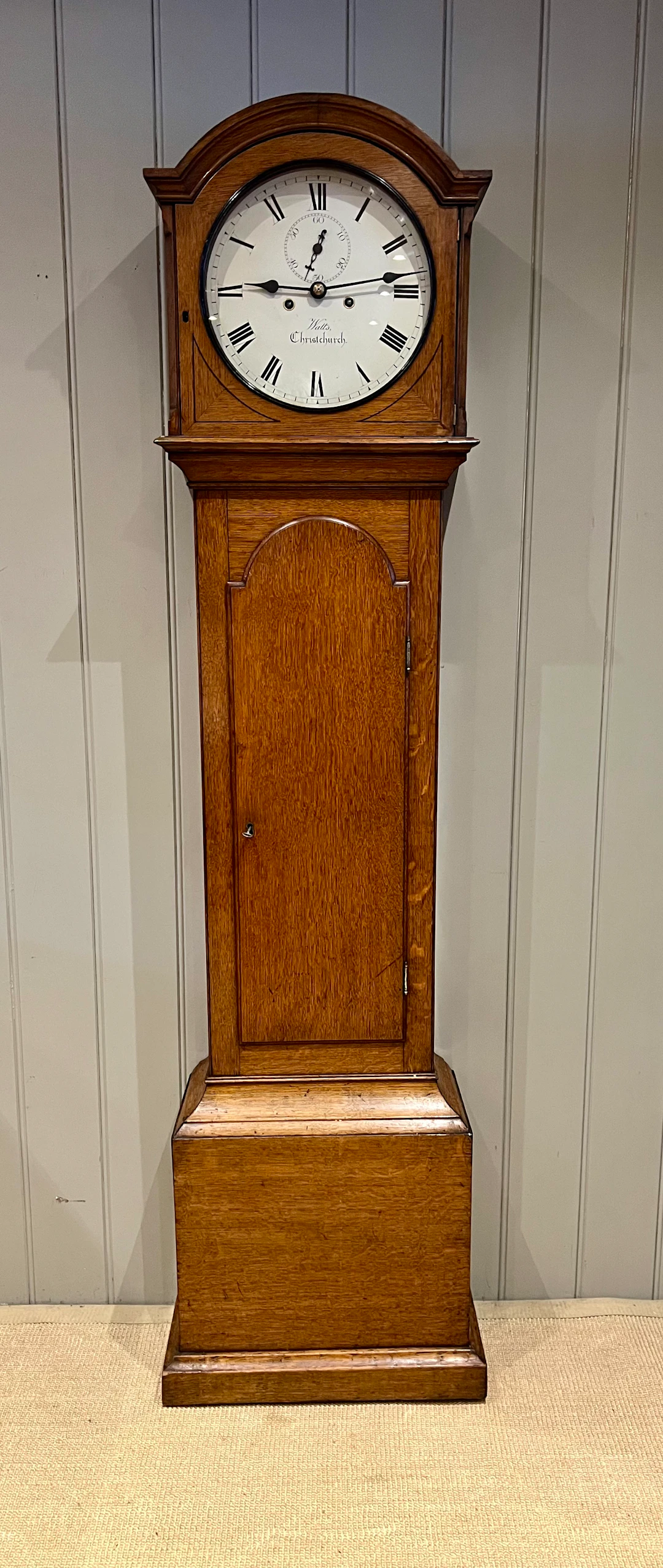 Small Proportioned Golden Oak Longcase Clock
